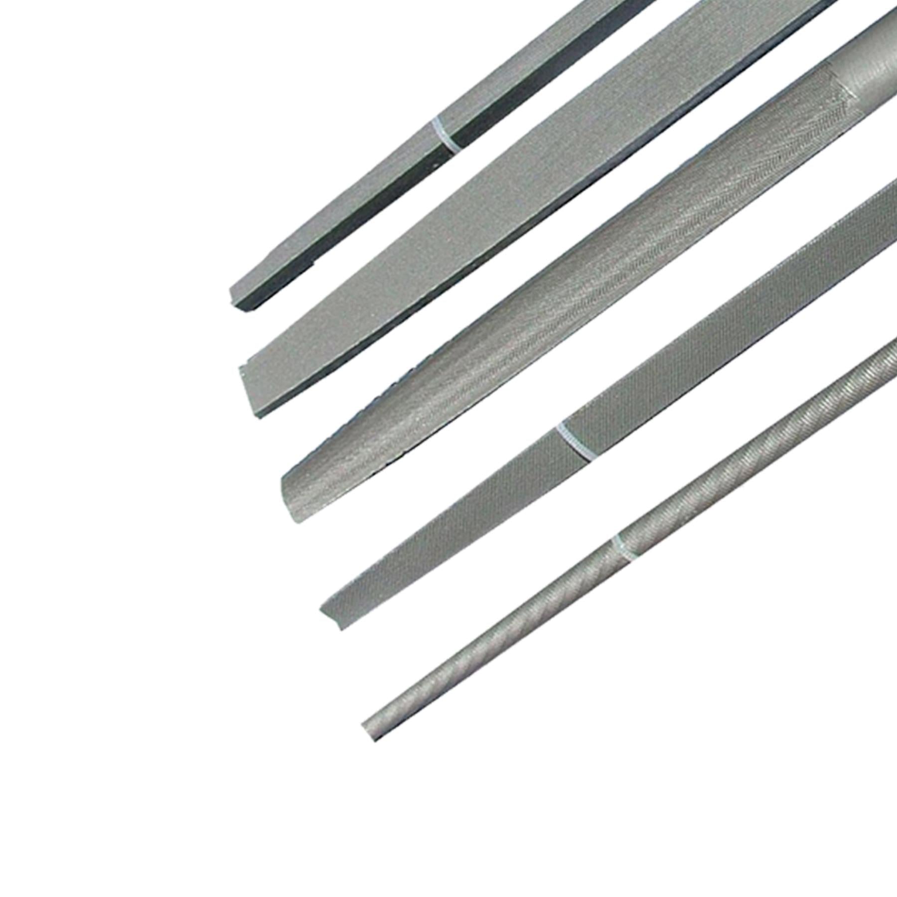 5pc 8" Inch Engineers File Set for Metal Round Flat Triangular Half Round Square
