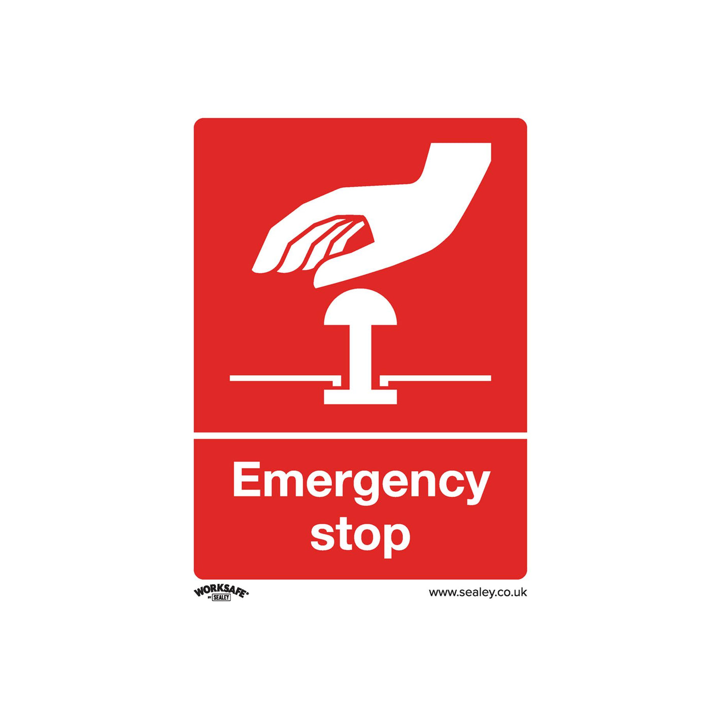 Sealey Safety Sign - Emergency Stop - Rigid Plastic - Pack of 10