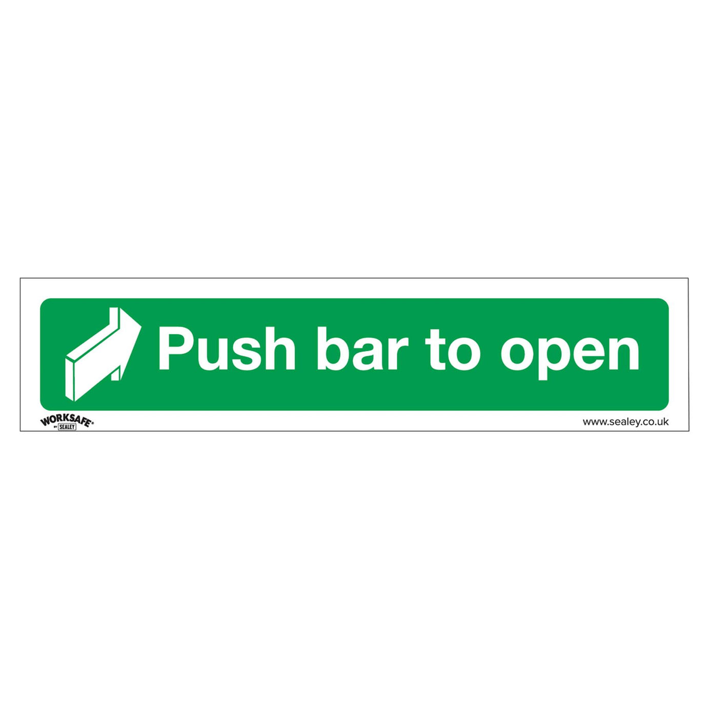 Sealey Safety Sign - Push Bar To Open - Self-Adhes. - Pack of 10