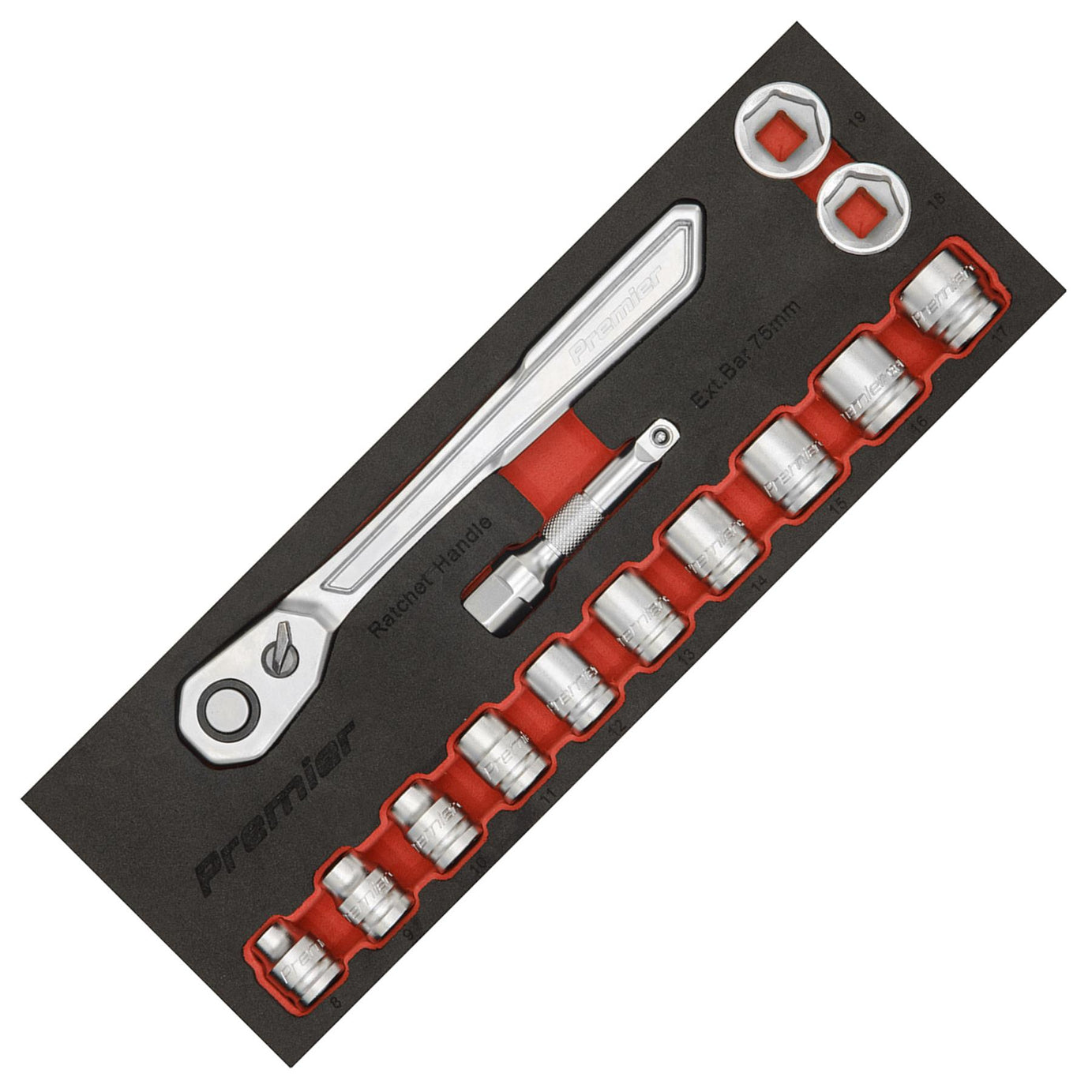 Sealey Low Profile Socket Set 14pc 3/8"Sq Drive Metric - Platinum