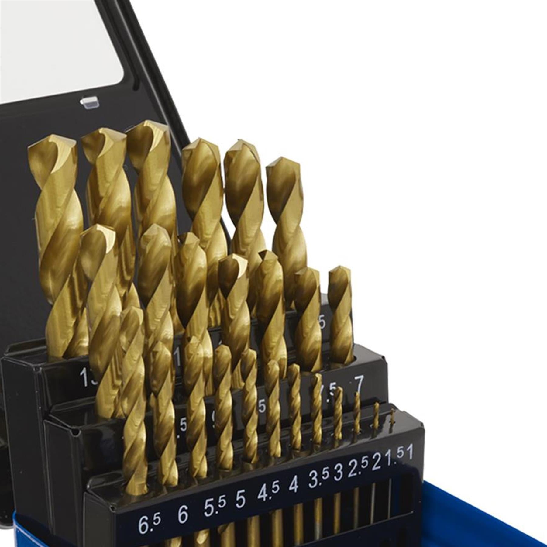 Sealey 25pc Drill Bit Set HSS Fully Ground Ø1-13mm DIN 338 Metric AK4725