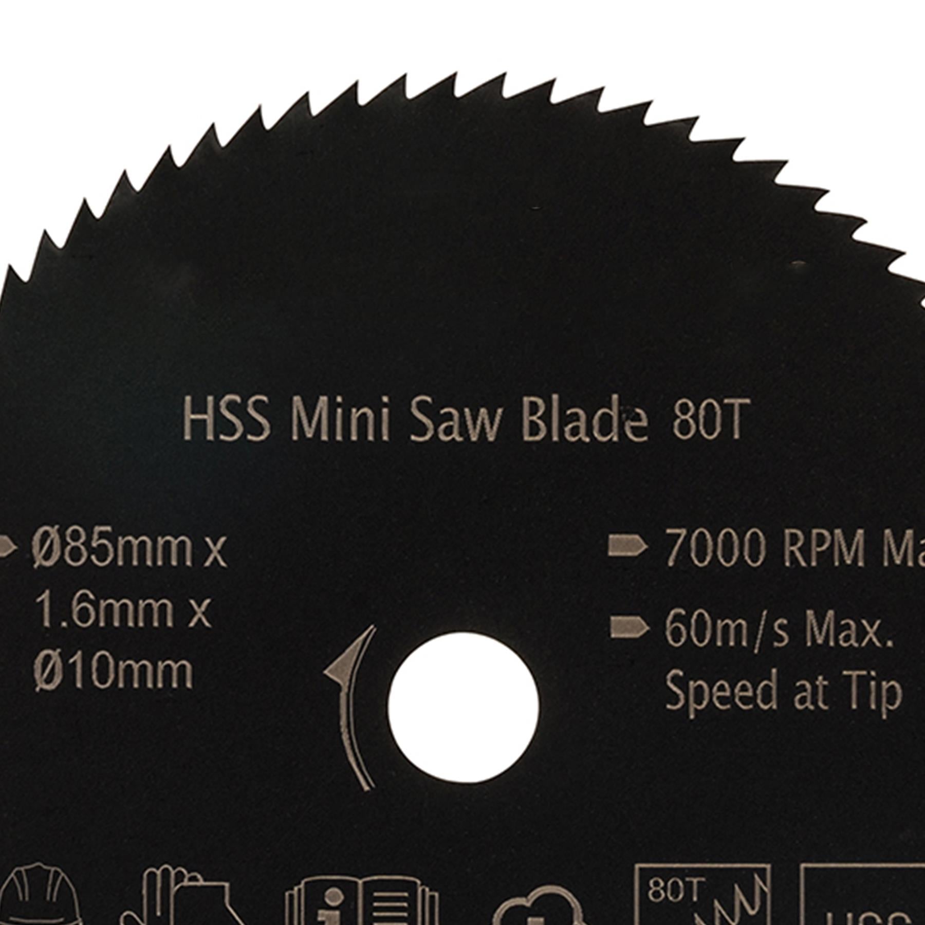 HSS Mini Saw Blade Titan Worx 85mm Diameter 10mm Bore - 80 Teeth