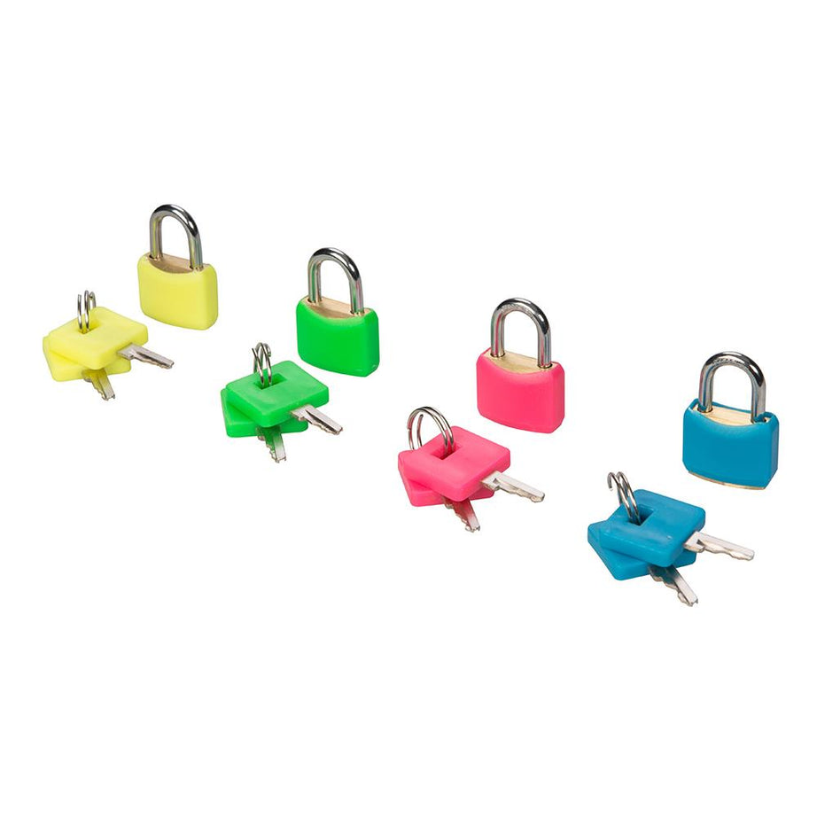 4Pce Hi-Vis Brass Padlocks Set - 20mm 2 Brass Keys Chrome-Plated