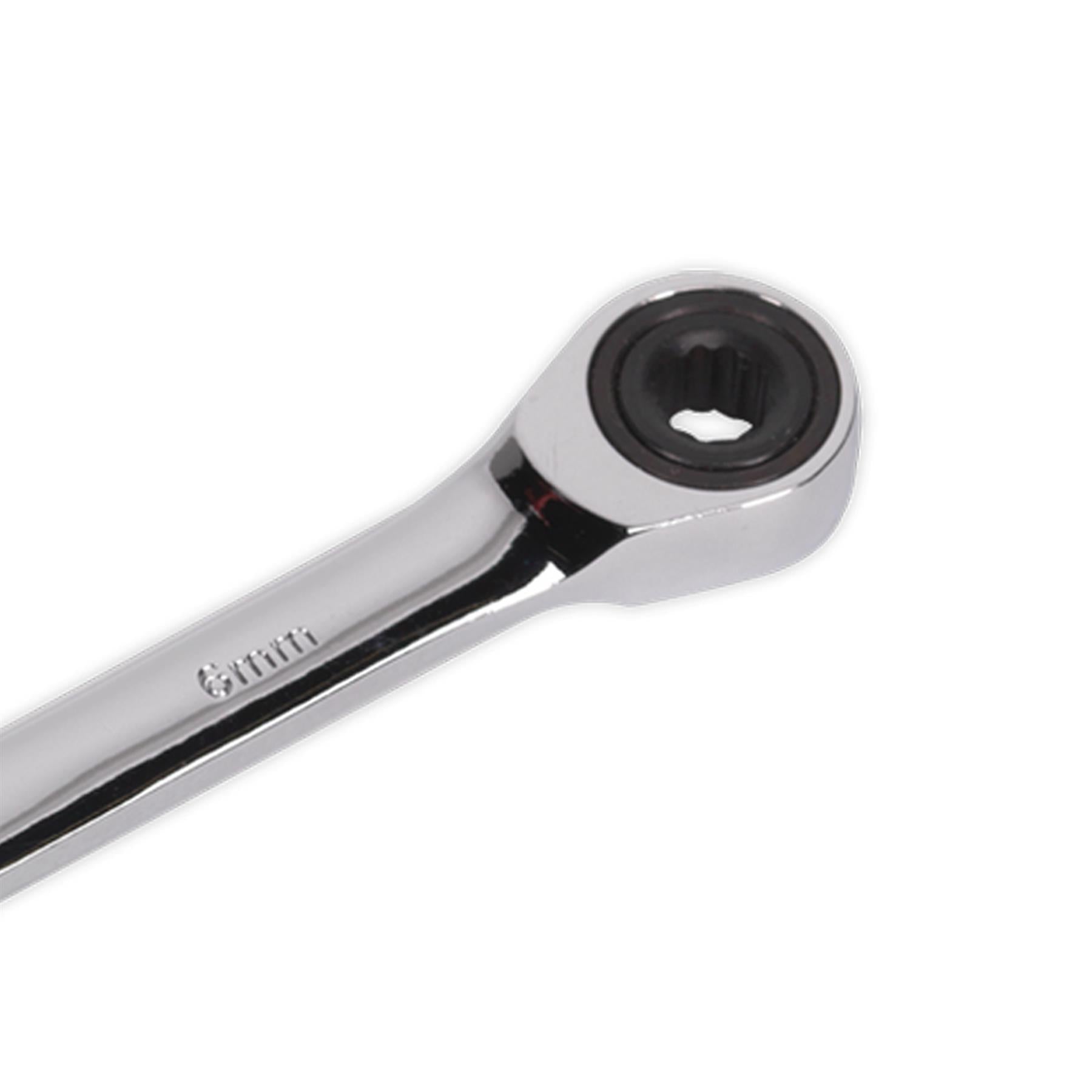Sealey Ratchet Combination Spanner 6mm Chrome Vanadium Steel