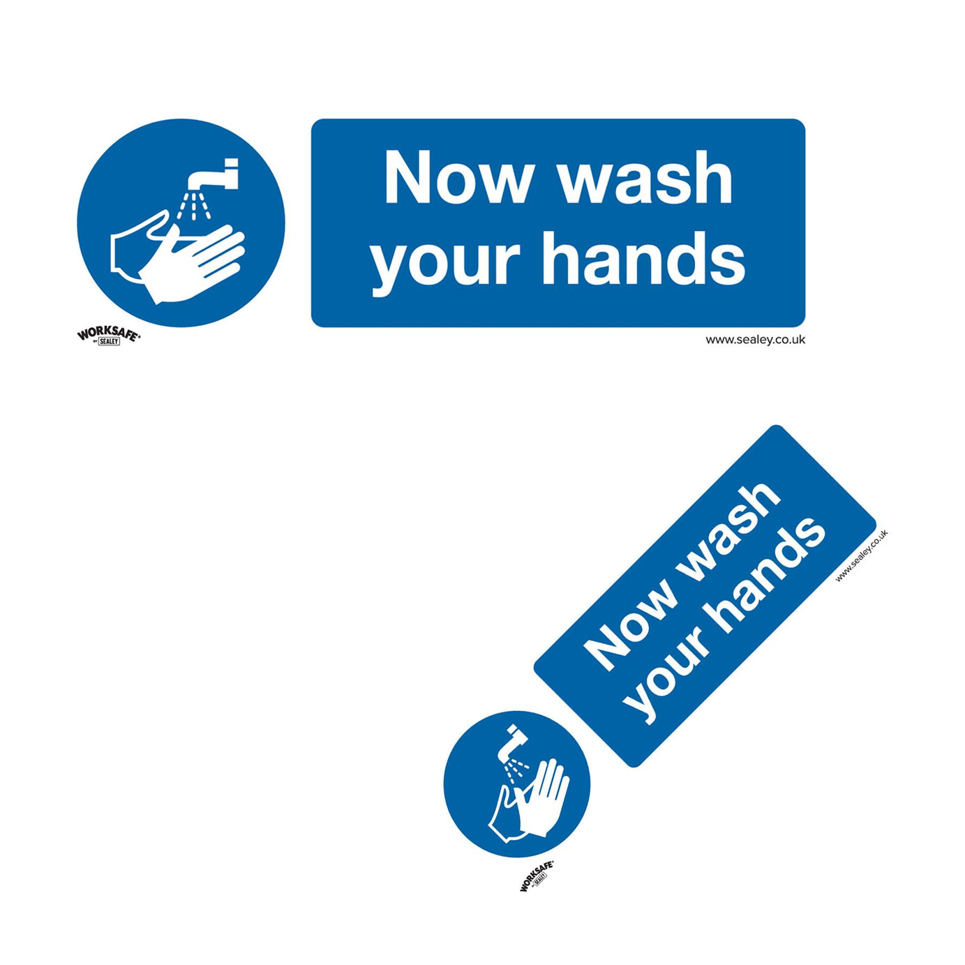 Sealey Safety Sign - Now Wash Your Hands - Self-Adhesive - Pk of 10