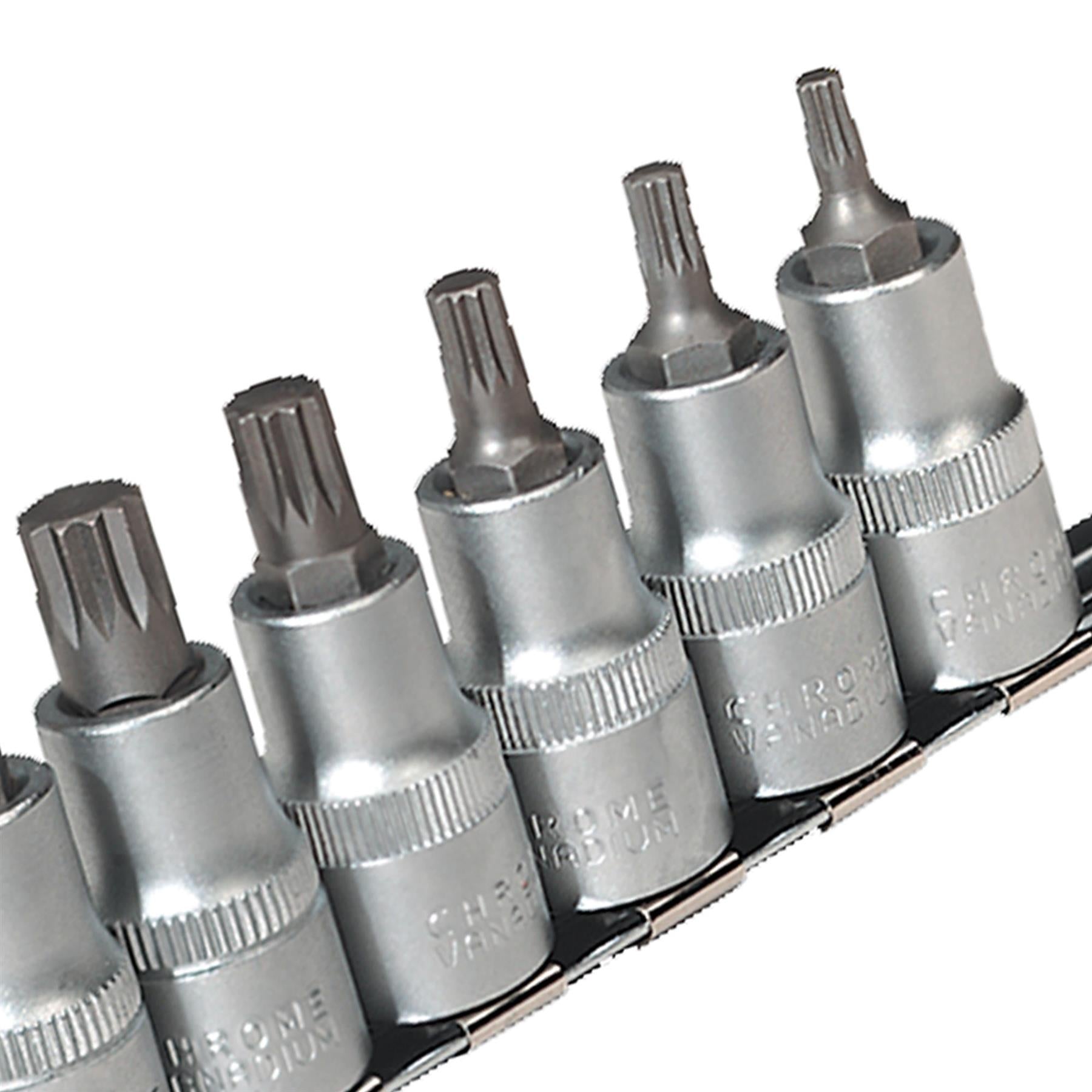 Sealey Spline Socket Bit Set 10pc 1/2"Sq Drive
