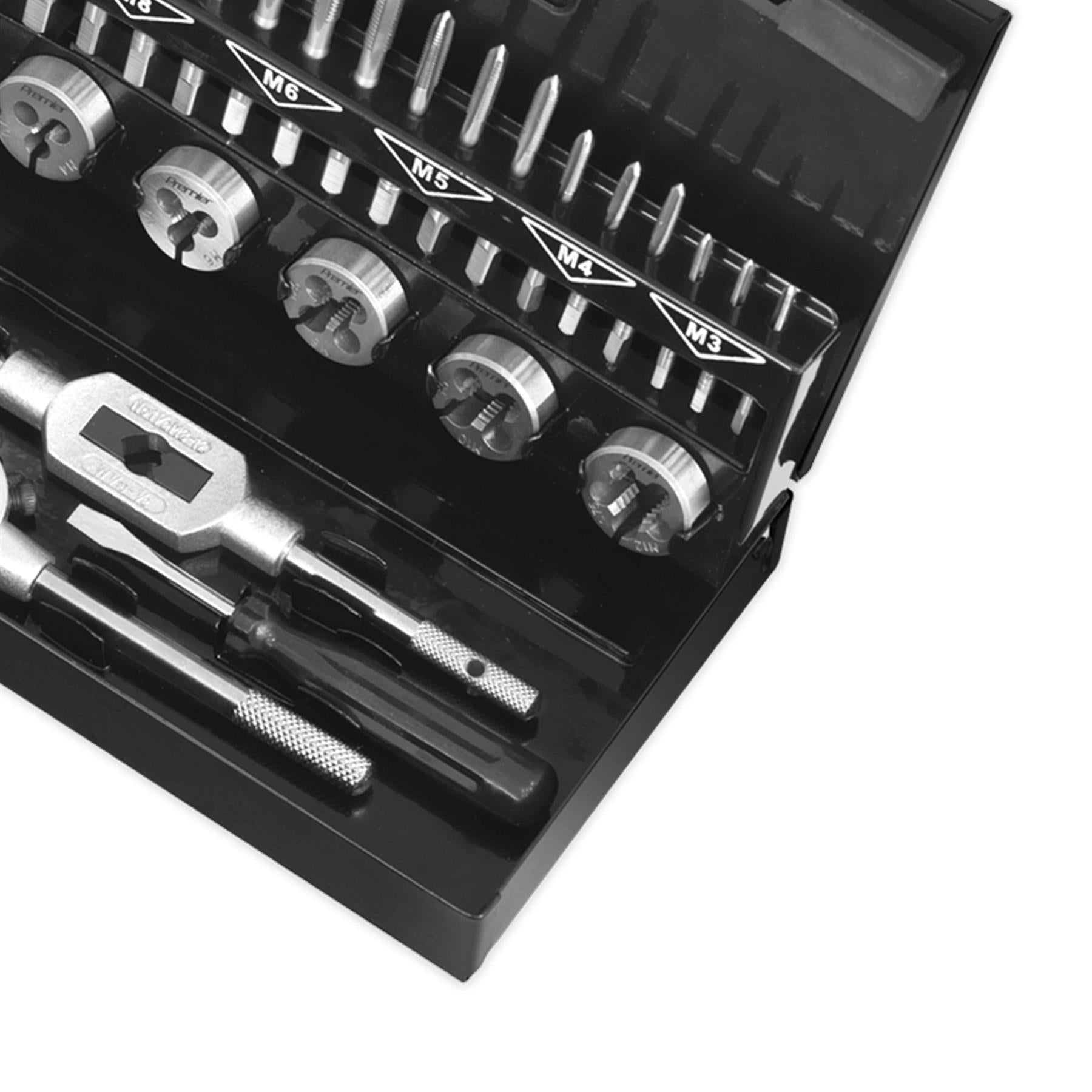 Sealey 32pc Metric Tap and Die Set Split Dies HSS 4341 Steel M3 - M12