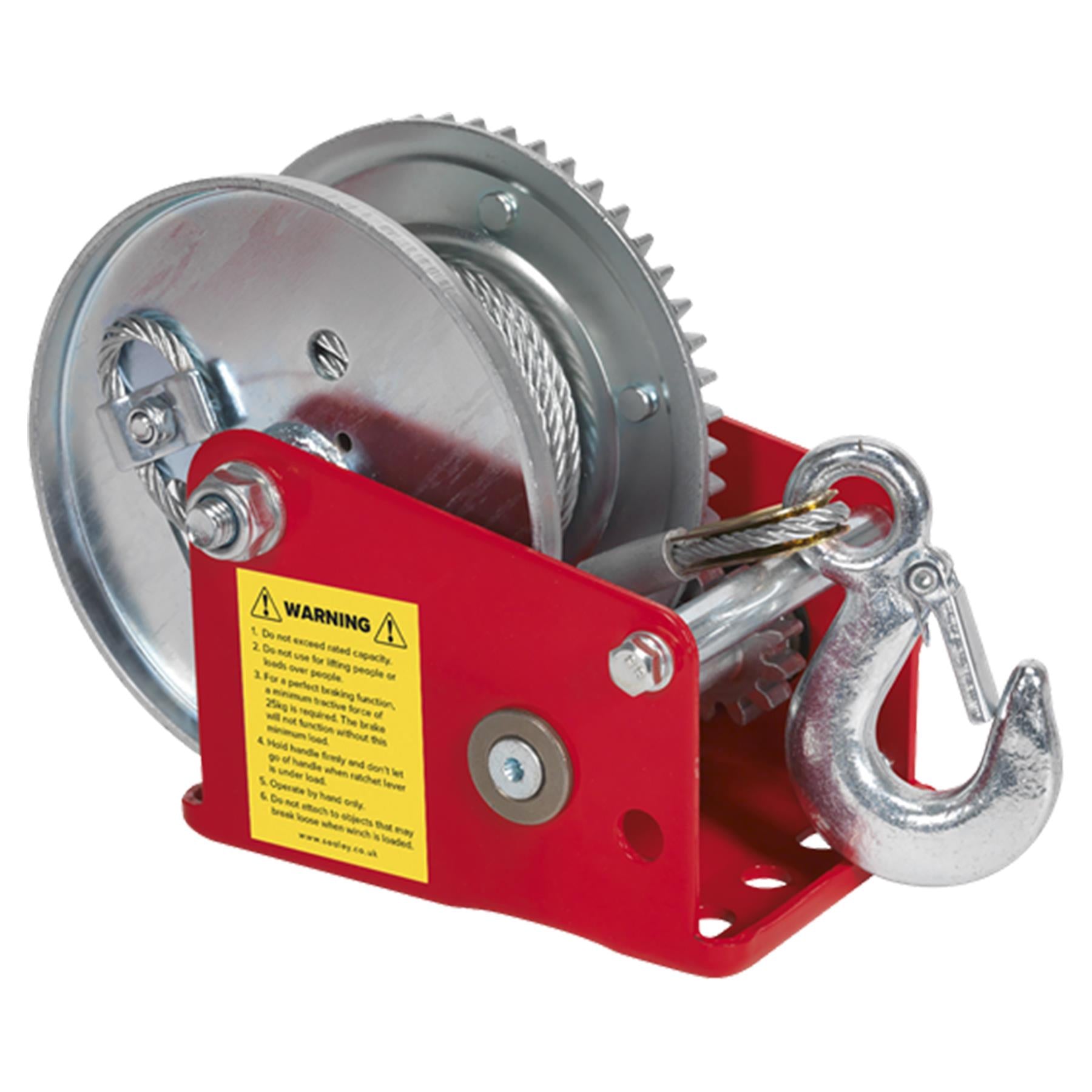 Sealey Geared Hand Winch with Brake & Cable 540kg Capacity