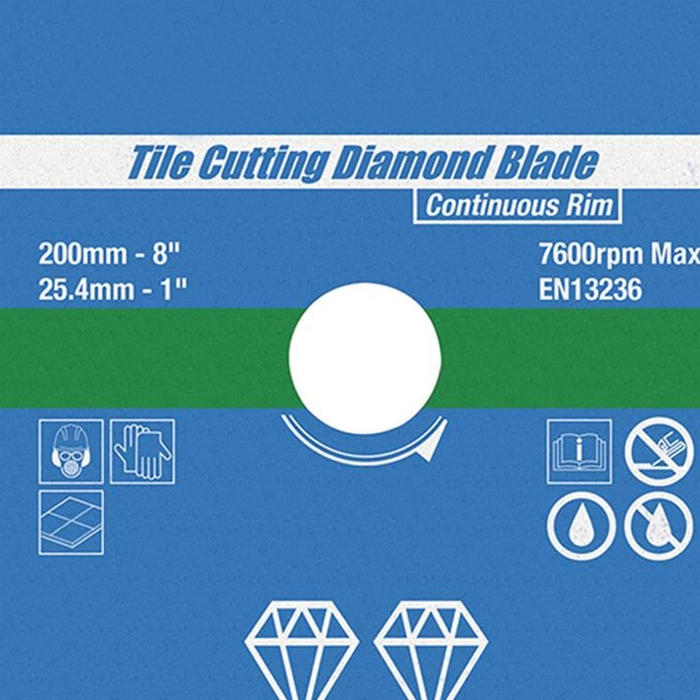 Continous Rim Tile Ceramic Cutting Diamond Blade 200 x 25.4mm Wet Or Dry Use Saw Blade