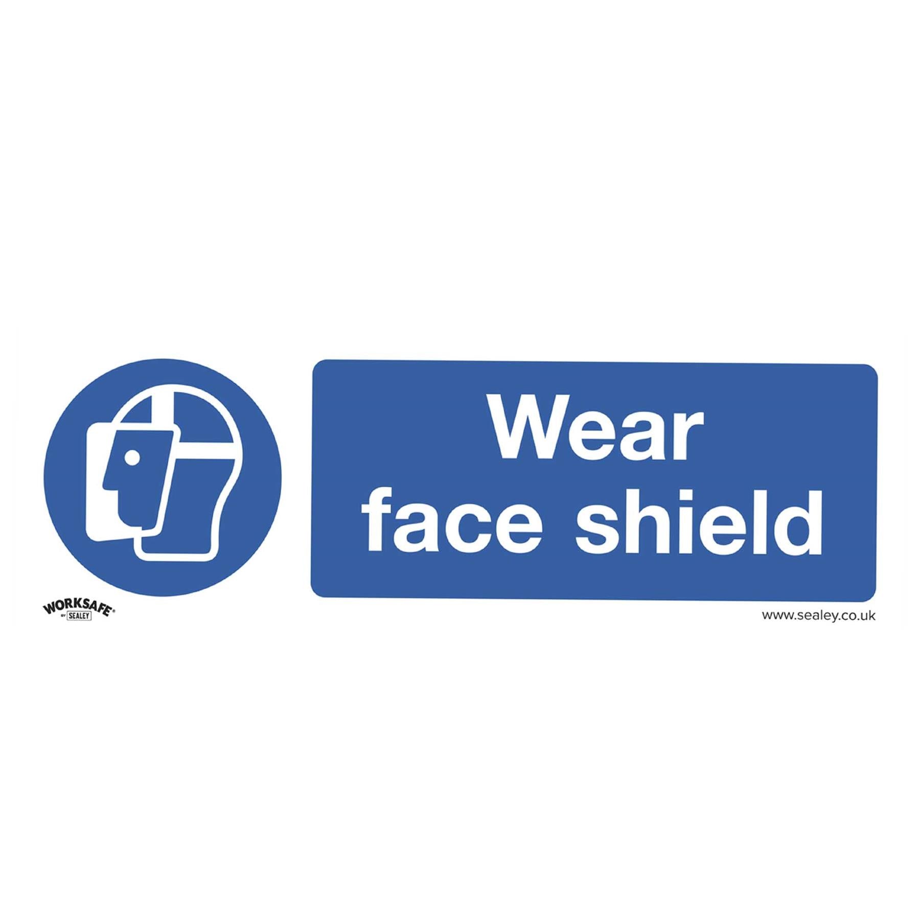 Sealey Mandatory Safety Sign - Wear Face Shield - Self-Adhesive Vinyl - Pack of 10