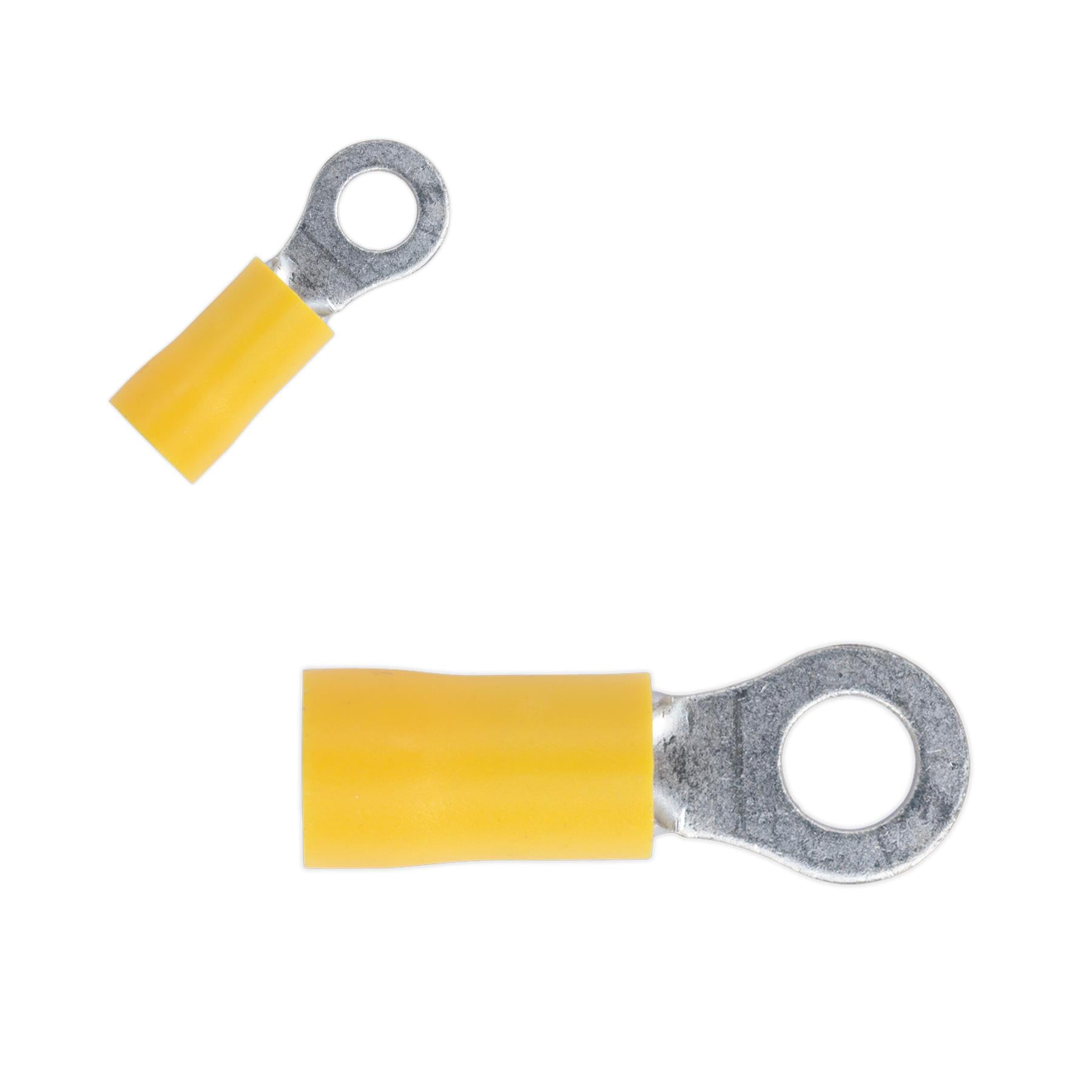 Sealey Easy-Entry Ring Terminal Ø5.3mm (2BA) Yellow Pack of 100