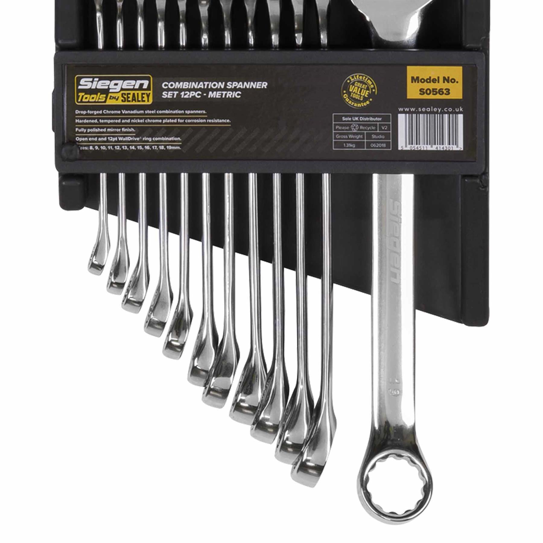 Sealey Combination Spanner Set 12pc Metric