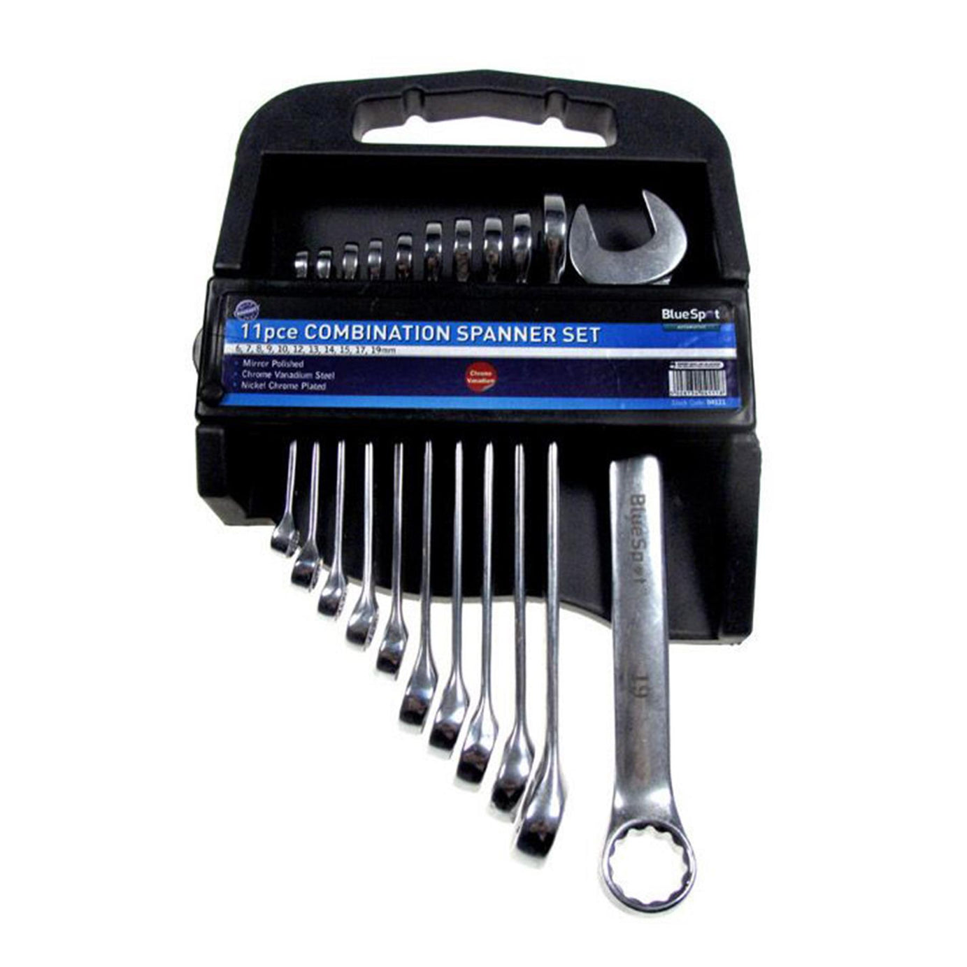 Bluespot 11-Pieces Combination Spanner Set Metric Wrench 6-19mm Fully Polished