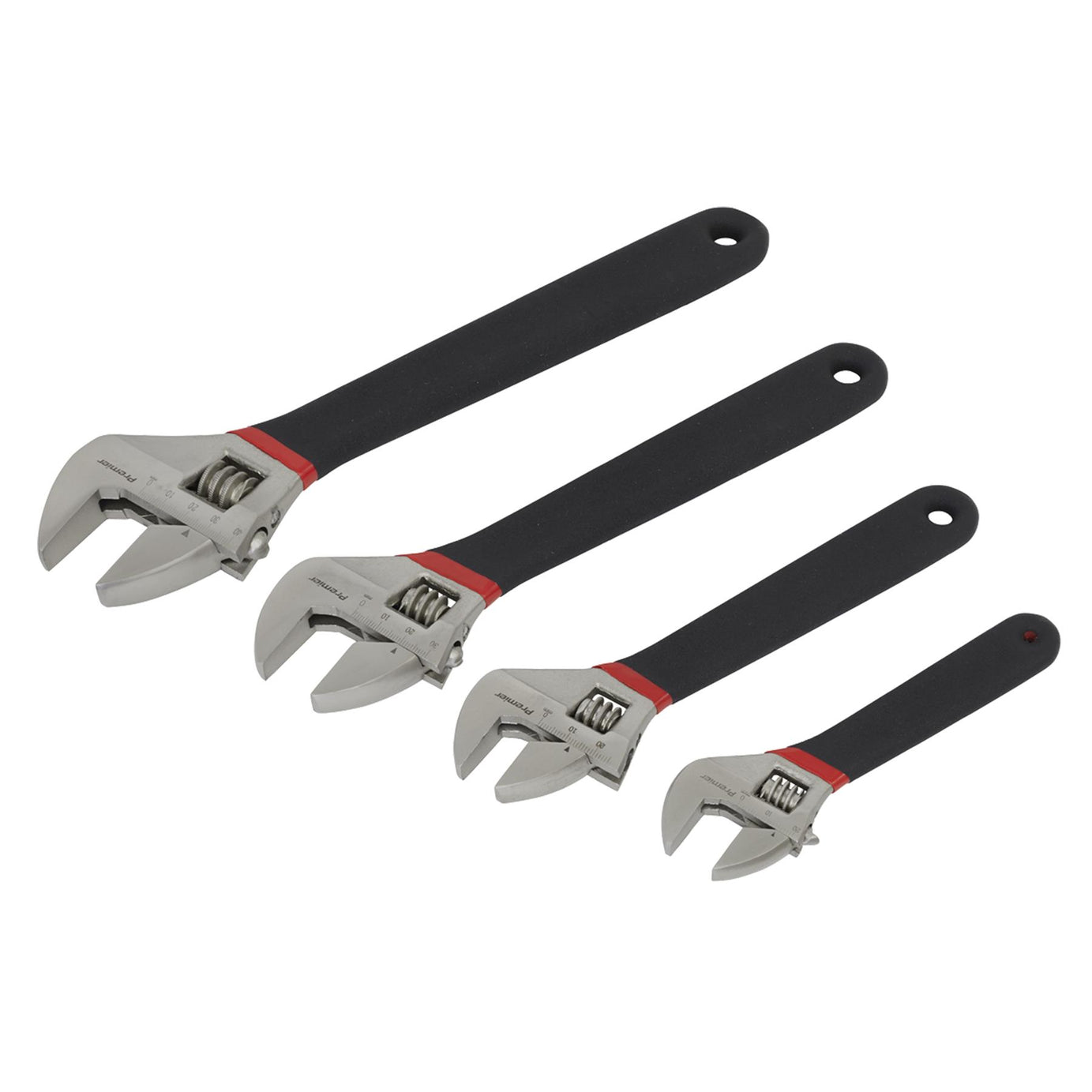 Sealey Adjustable Wrench Set 4pc Ni-Fe Finish