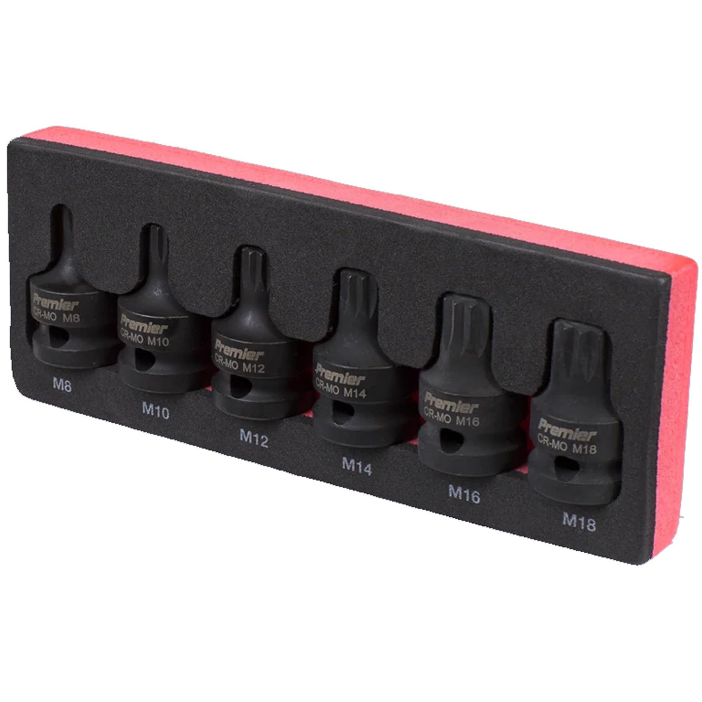 Sealey Impact Spline Socket Bit Set 6pc 1/2"Sq Drive