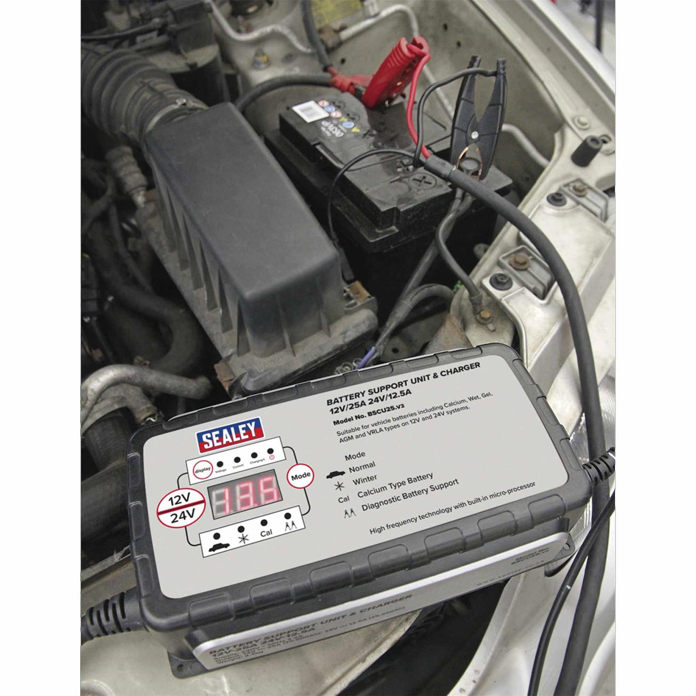 Sealey Battery Support Unit & Charger 12V-25A/24V-12.5A