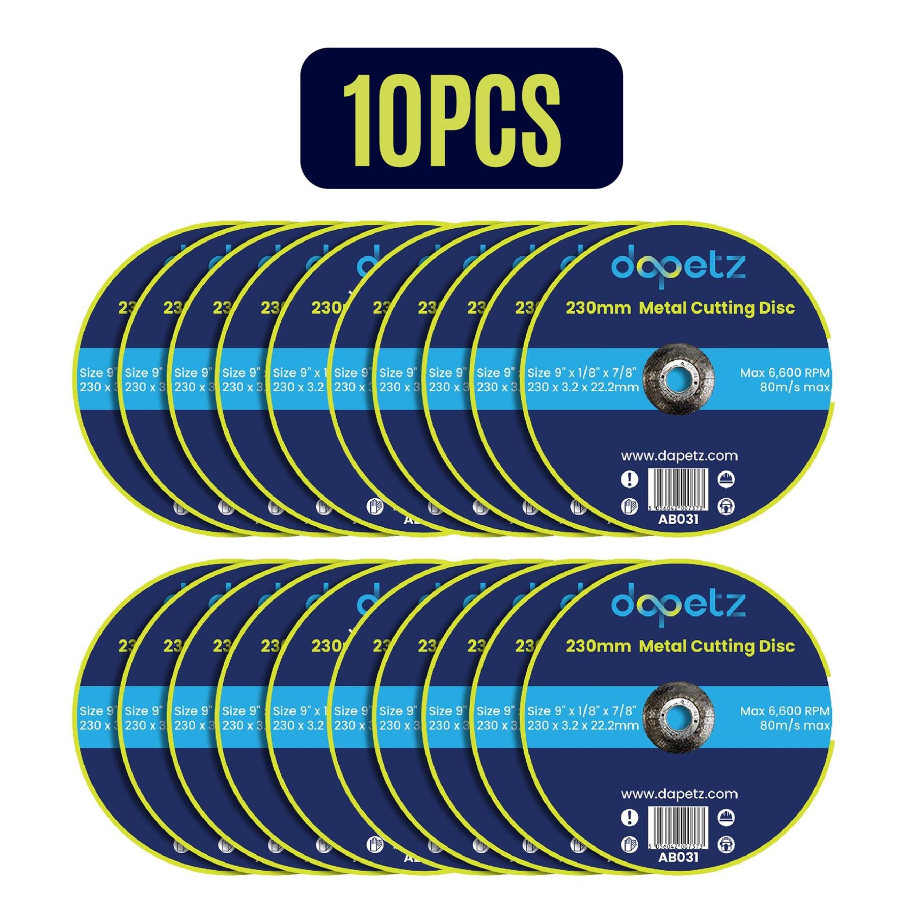 10x Metal Cutting Discs | Angle Grinder Disc Thin Stainless Steel 230mm