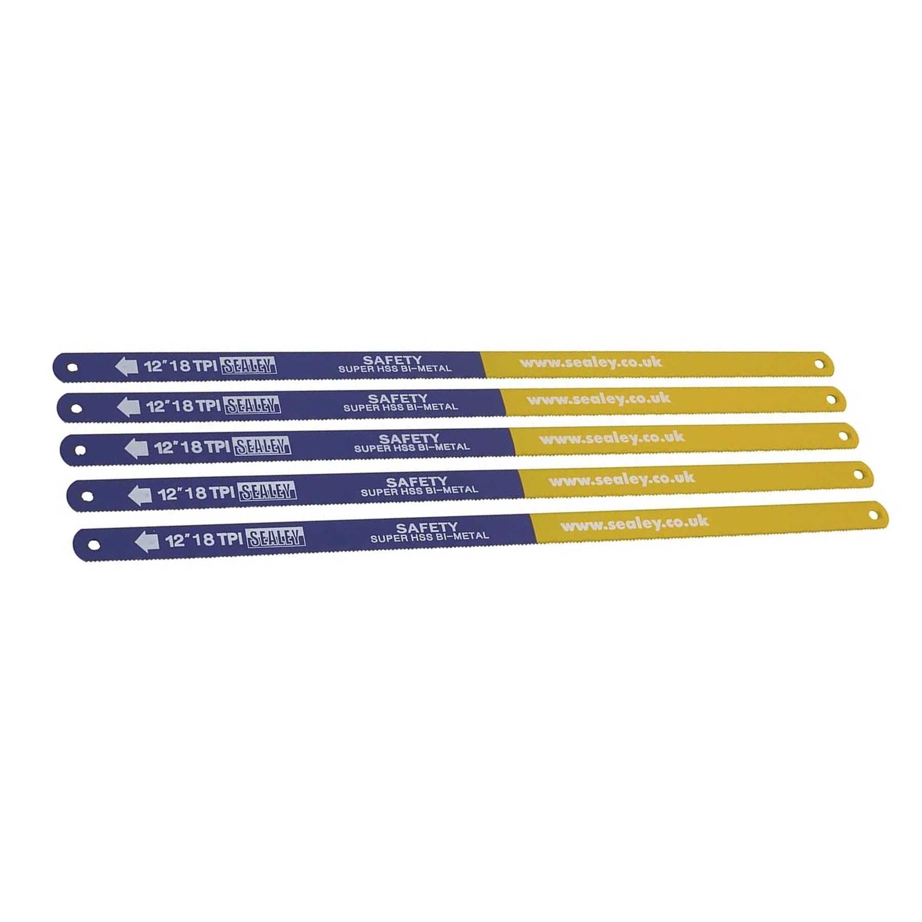 Sealey Hacksaw Blade 300mm HSS Bi-Metal 18tpi Pack of 5
