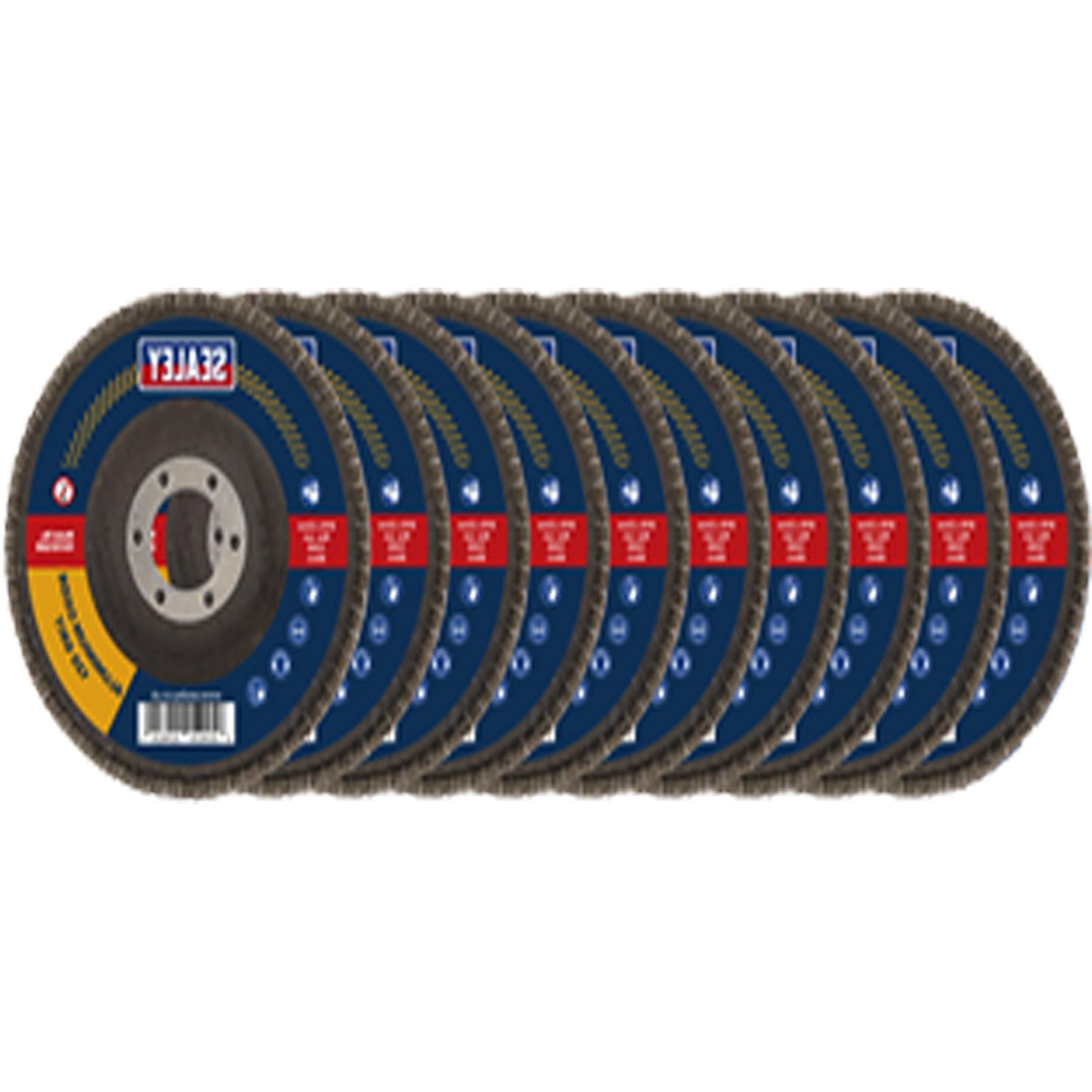 Sealey 120Grit Flap Discs Aluminium Oxide �115mm �22mm Bore - Pack of 10