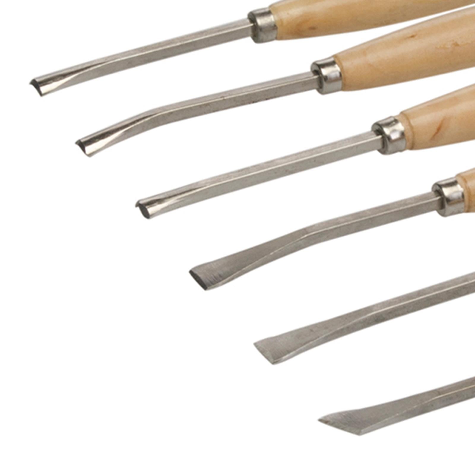 Wood Chisels Wood Carving Tools Skew & Gouger Assorted Shapes 6 Pce - Fish Tail