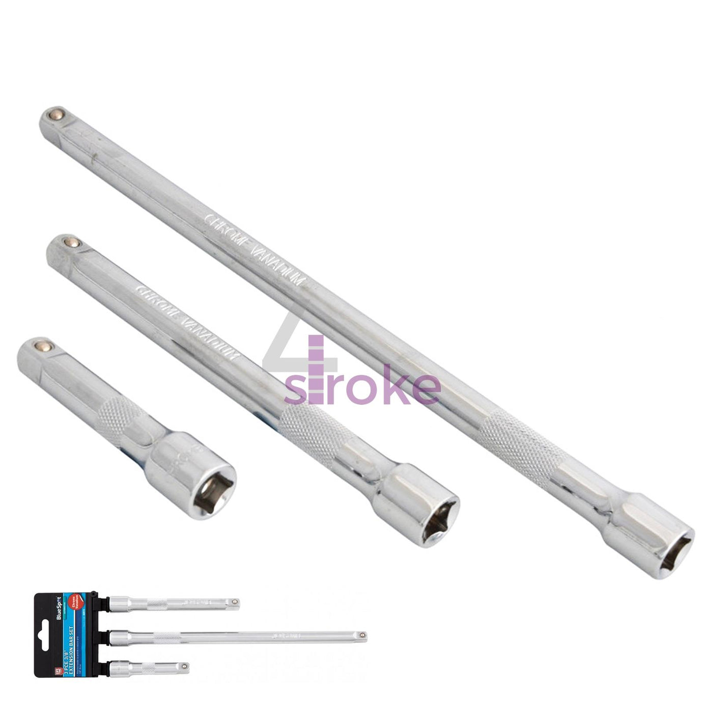 BlueSpot 3Pce 3/8" Drive Extension Set for Ratchet Drive Quick Change 3, 5 & 10 Inches