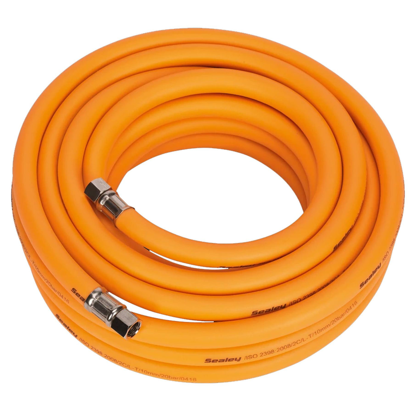 Sealey Air Hose 10m x 10mm Hybrid High-Visibility 1/4"BSP Unions