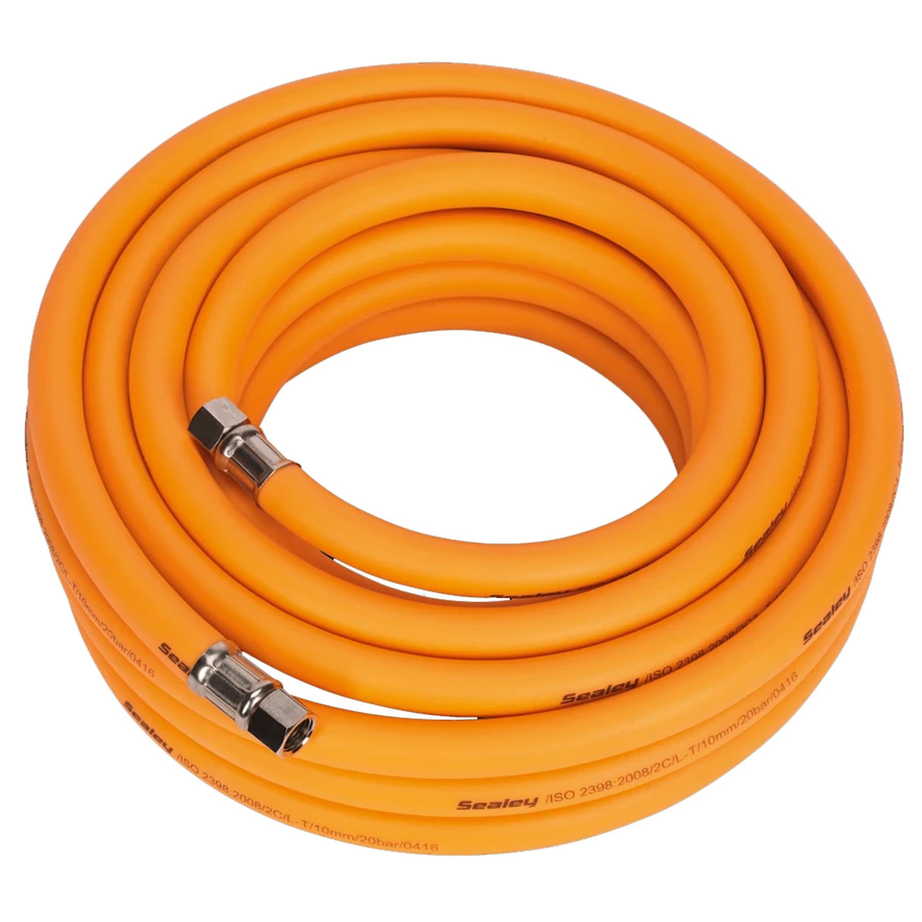 Sealey Air Hose 10m x 10mm Hybrid High-Visibility 1/4"BSP Unions
