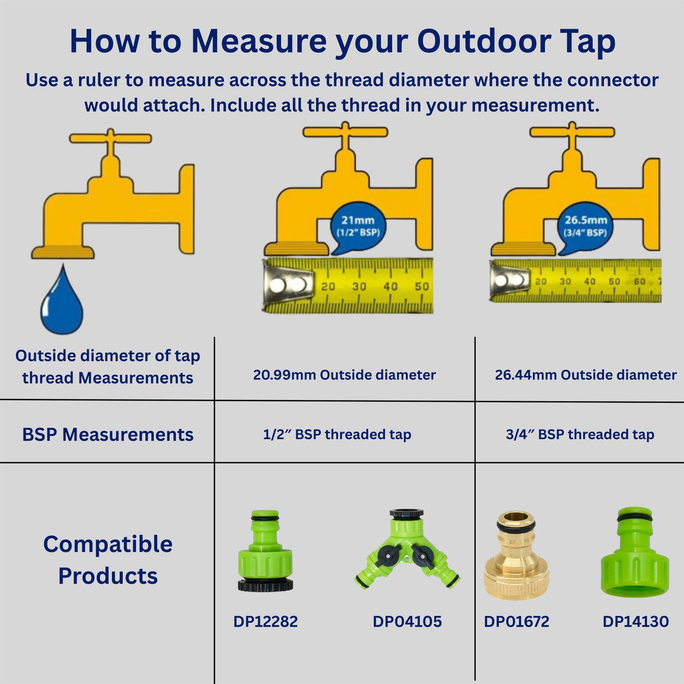 Tap Adaptor 1/2" & 3/4" Garden Watering Water Hose Pipe Plastic Connector Fitting