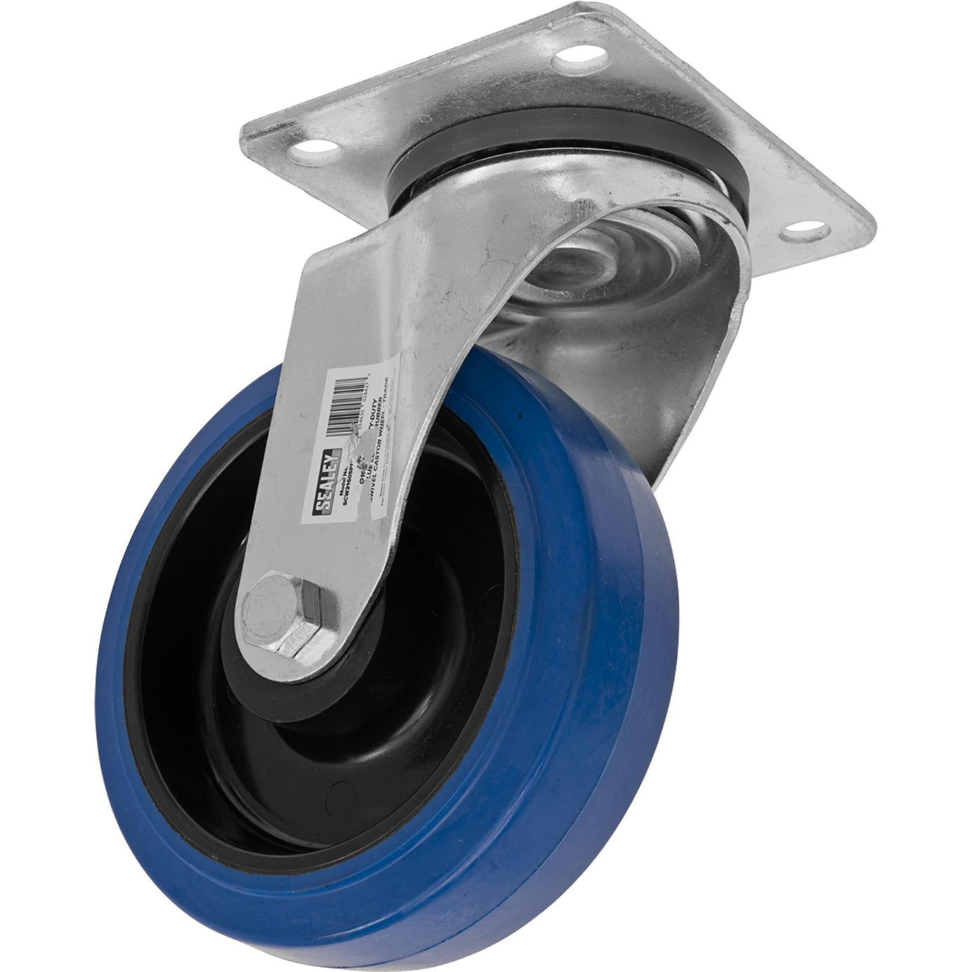 Sealey Heavy-Duty Blue Elastic Rubber Swivel Castor Wheel �160mm - Trade