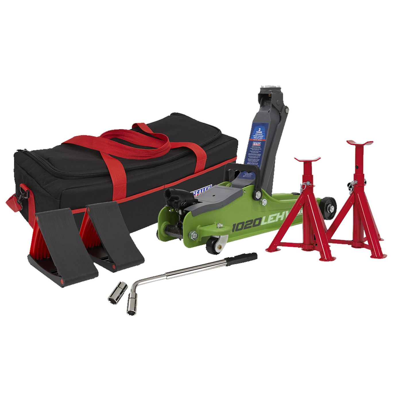Sealey Trolley Jack 2 Tonne Low Entry Short Chassis Green Car Lift Heavy Duty