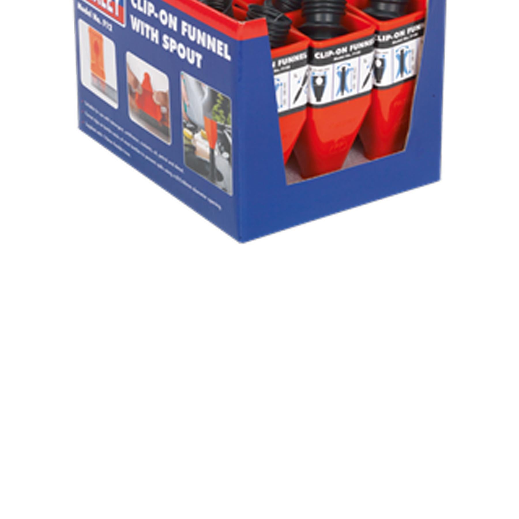 Sealey Clip-On Funnel with Spout - Display Box of 12