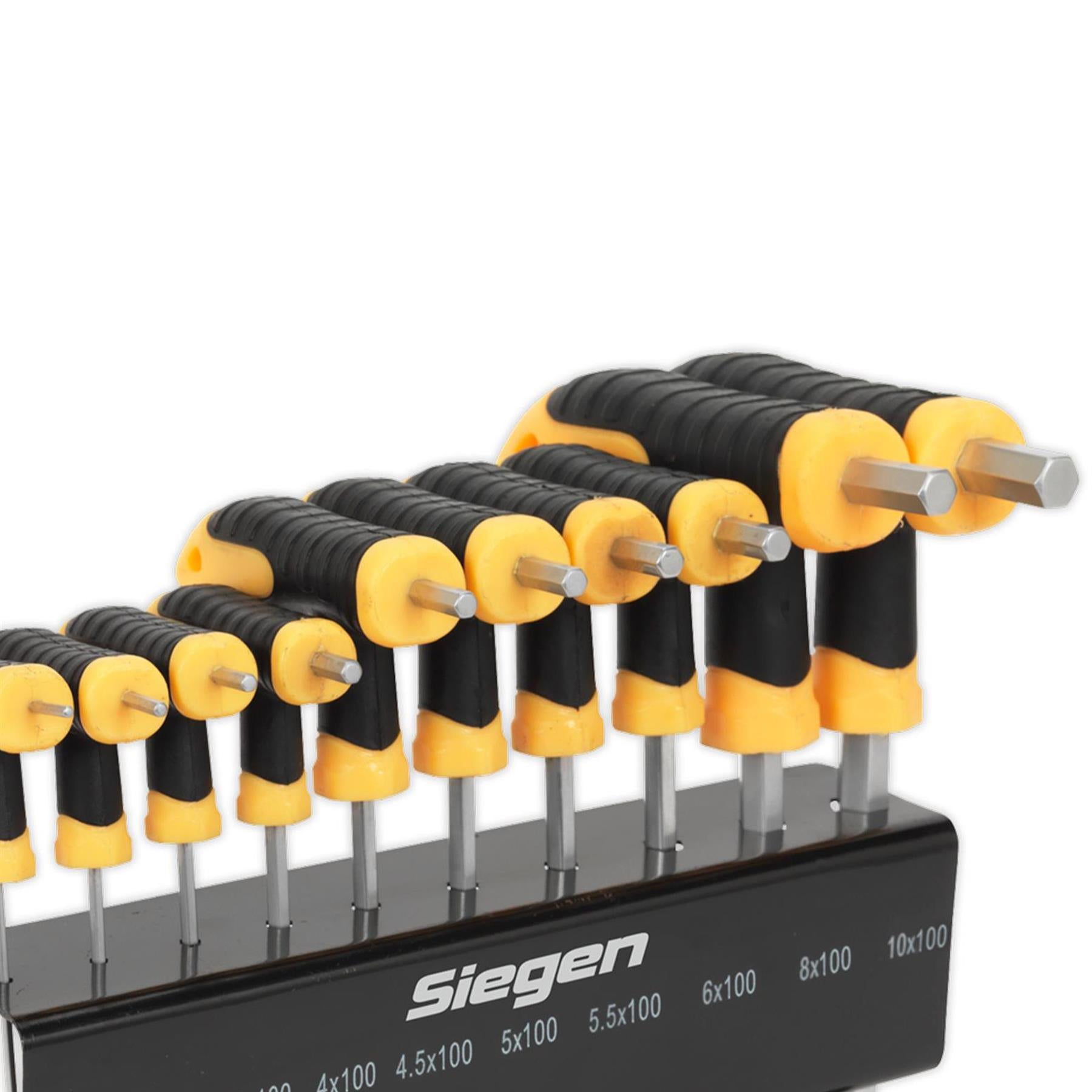 Siegen 10pc T-Handle Ball-End Hex Allen Key Set in Metal Stand 2-10mm
