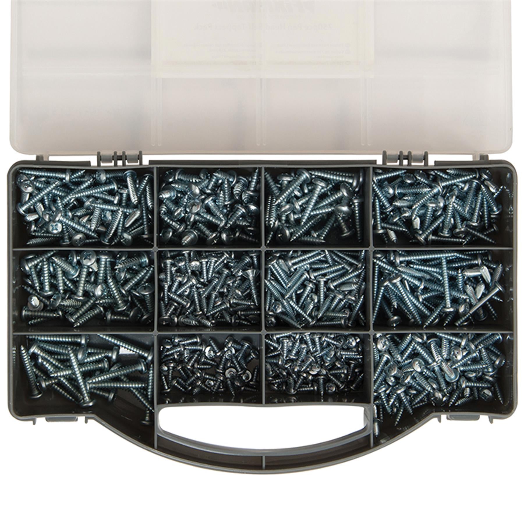 750Pce Pan Head Self-Tappers Pack Zinc-Plated For Corrosion Resistance