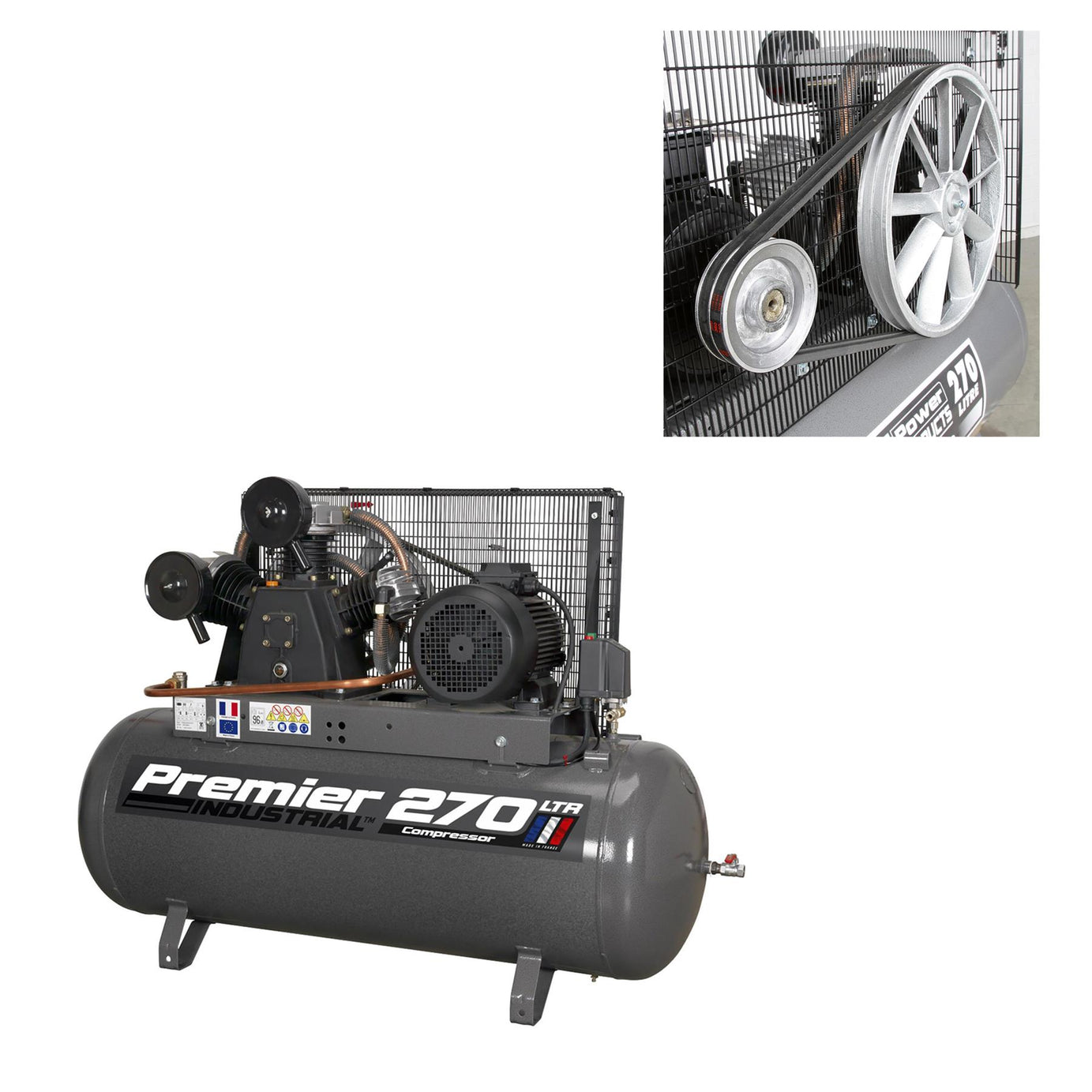 Sealey Compressor 270L Belt Drive 7.5hp 3ph Triple cylinder pump