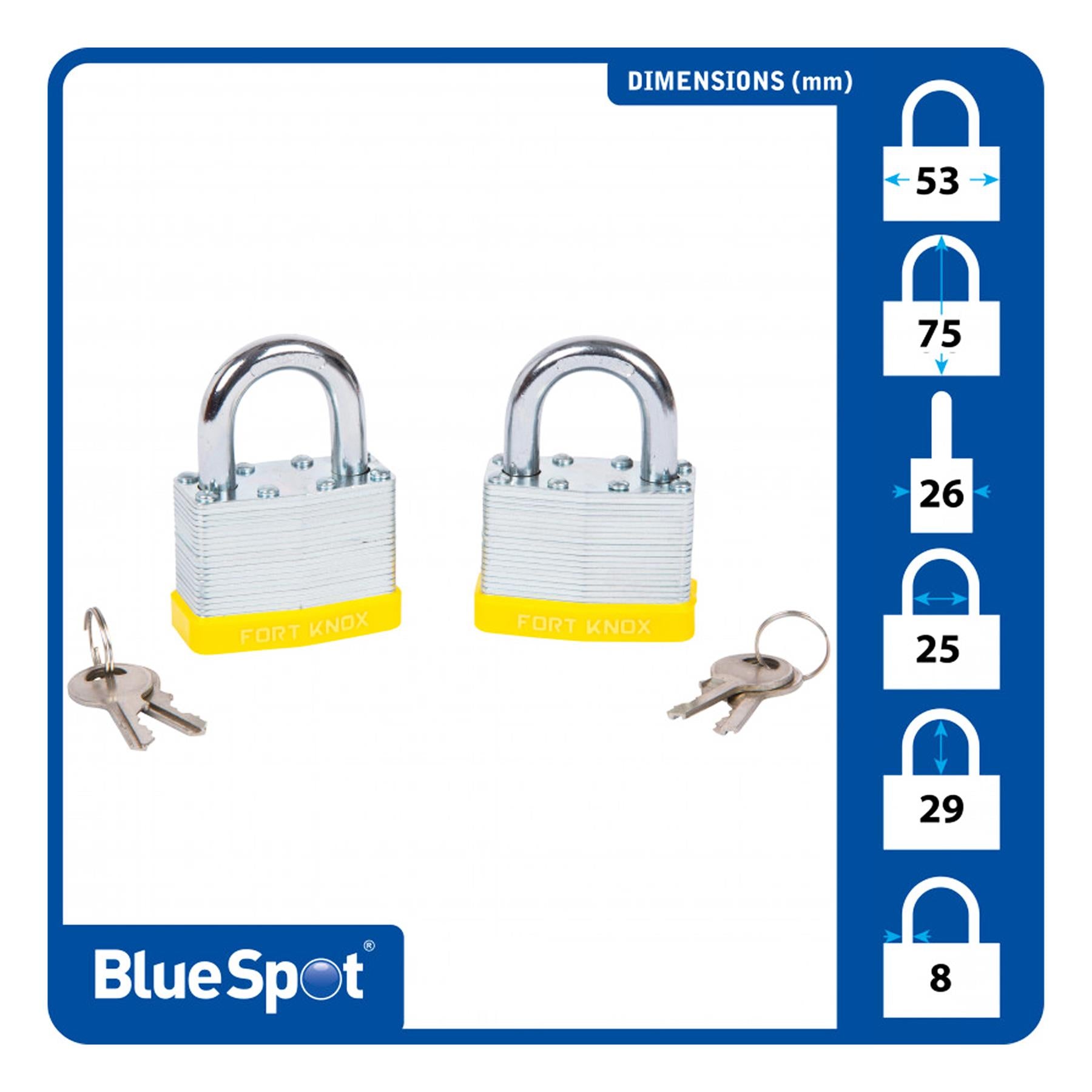 Bluespot 2 Pce 50mm Laminated Keyed Alike Padlocks Same Key