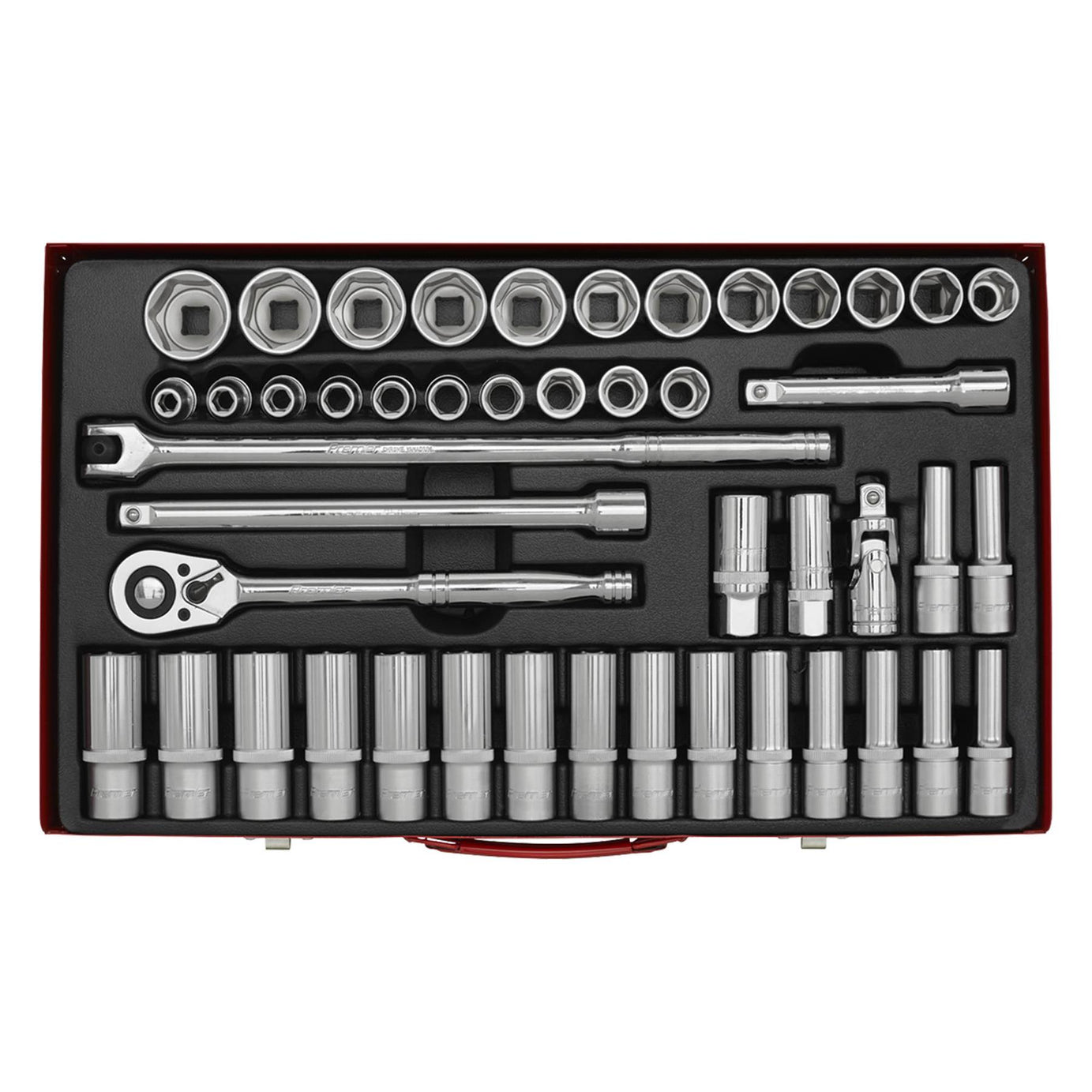 Sealey Socket Set 46pc 1/2"Sq Drive 6pt WallDrive - Metric