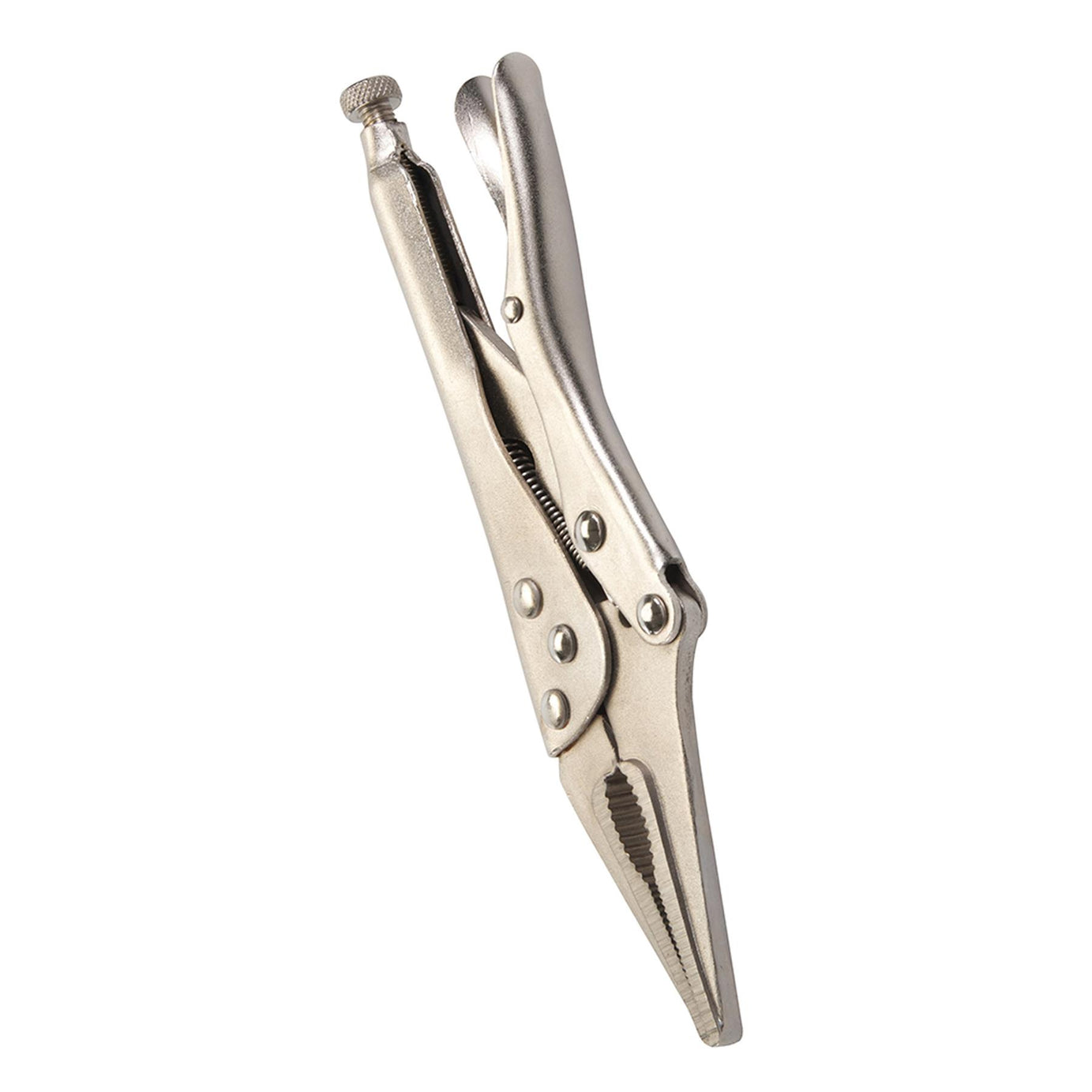 Self Locking Long Nose Pliers 225mm Chrome Adjustable Serrated Jaw Opening