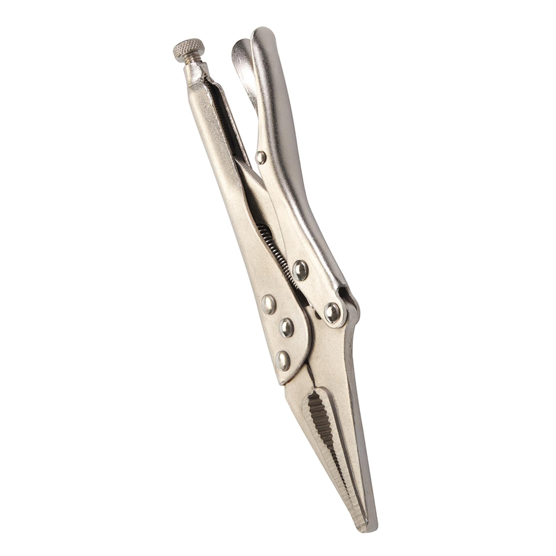 Self Locking Long Nose Pliers 225mm Chrome Adjustable Serrated Jaw Opening