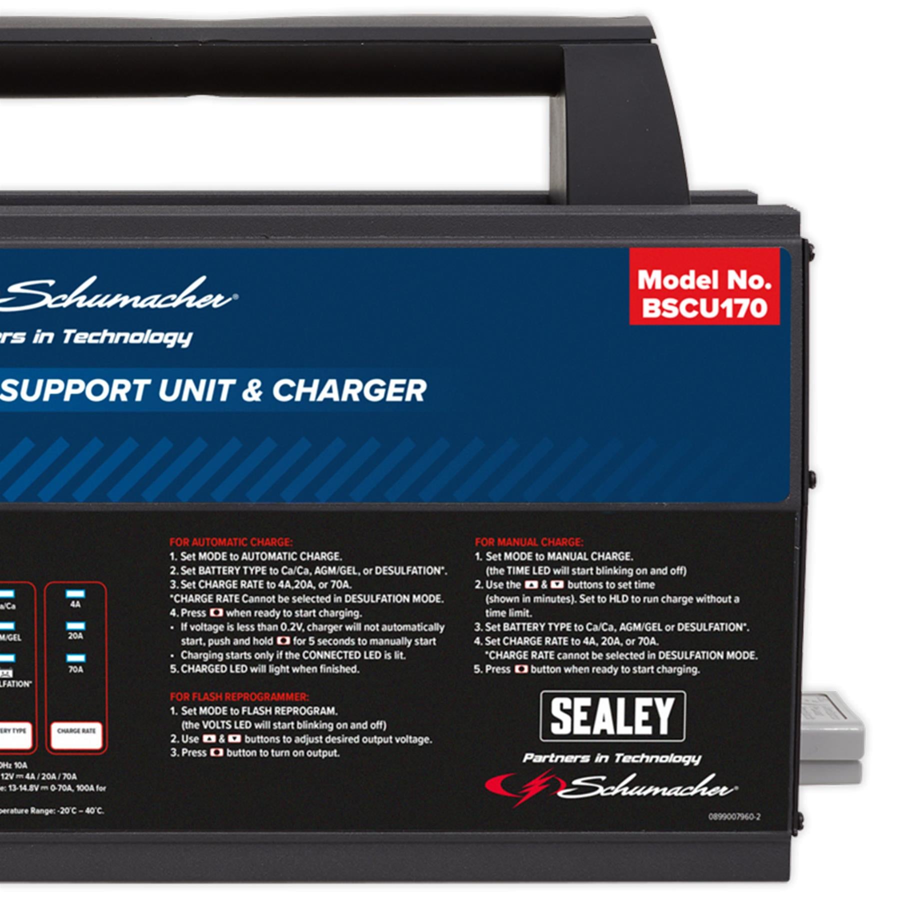 Sealey Schumacher Battery Support Unit & Charger - 12V 100A