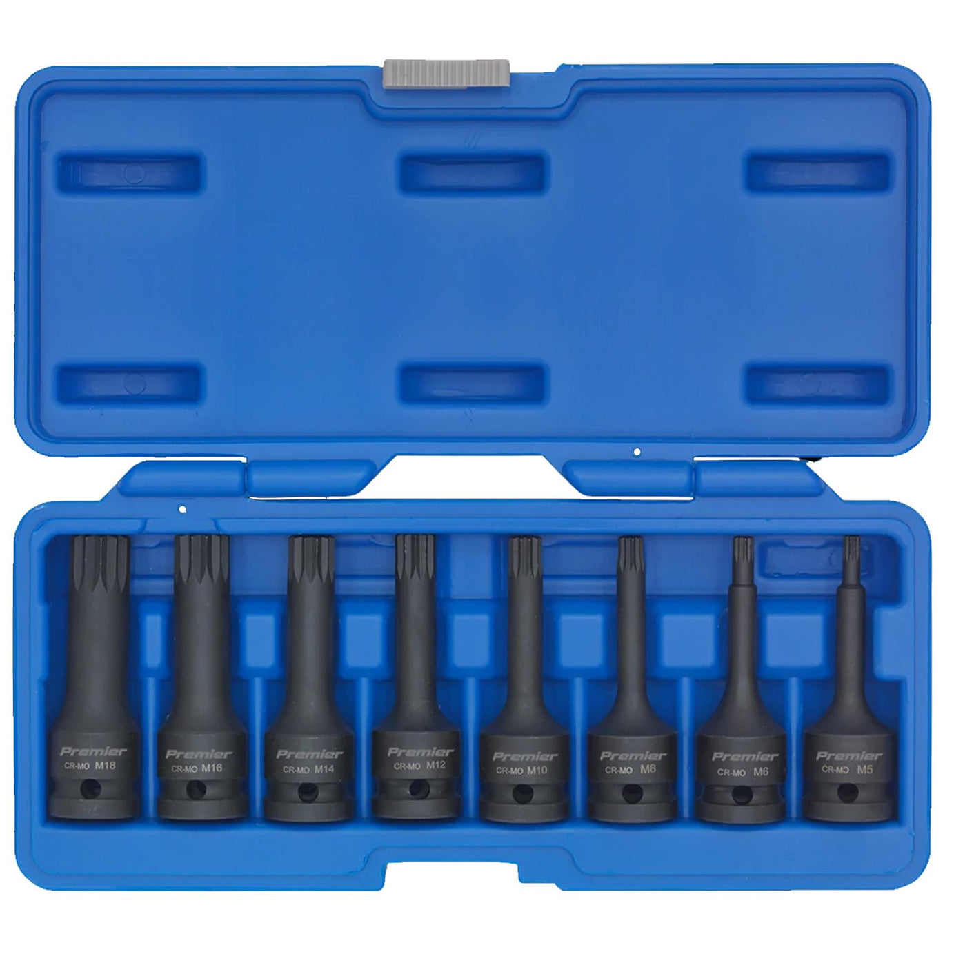 Sealey Impact Spline Socket Bit Set 8pc 1/2"Sq Drive