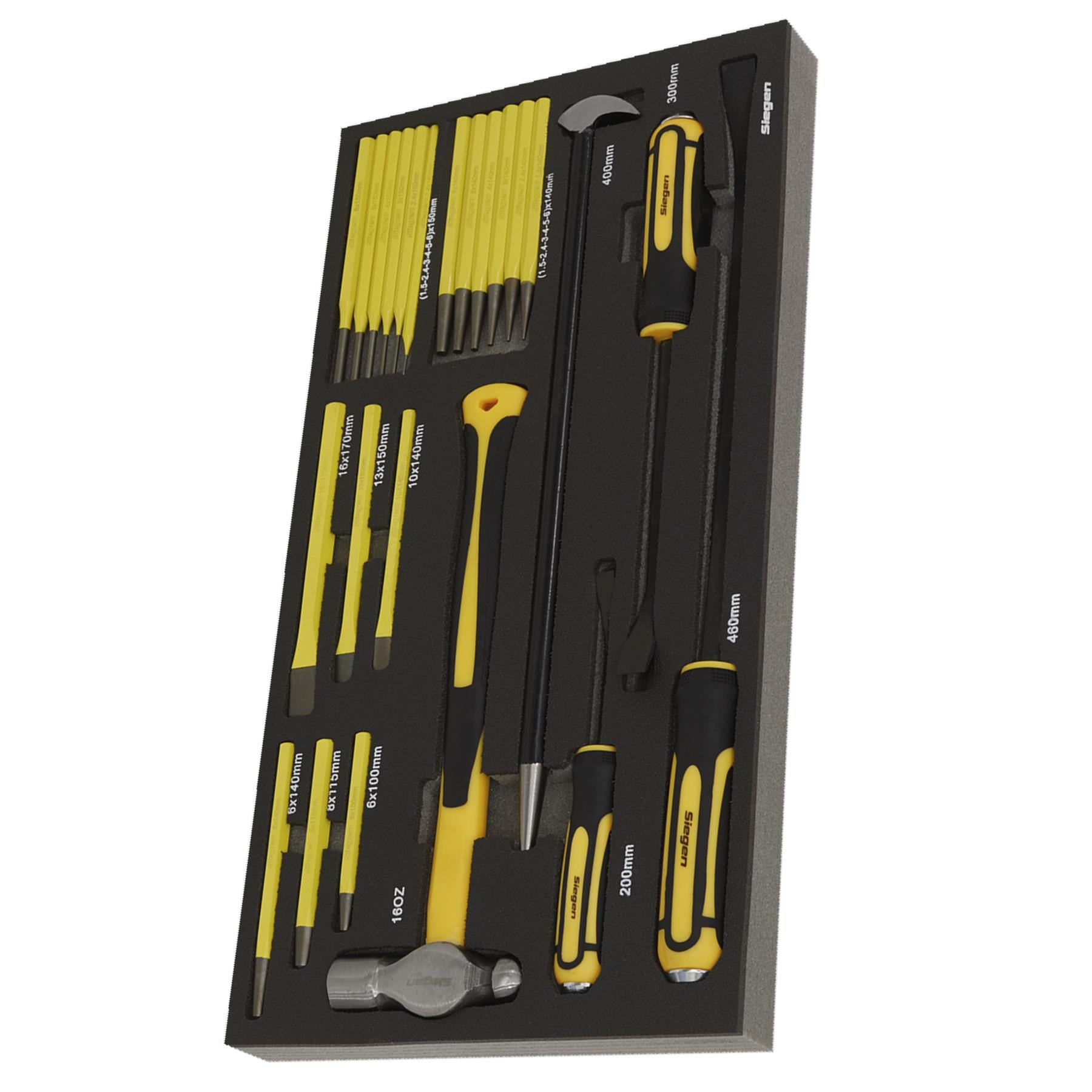 Sealey Tool Tray with Pry Bar, Hammer & Punch Set 23pc