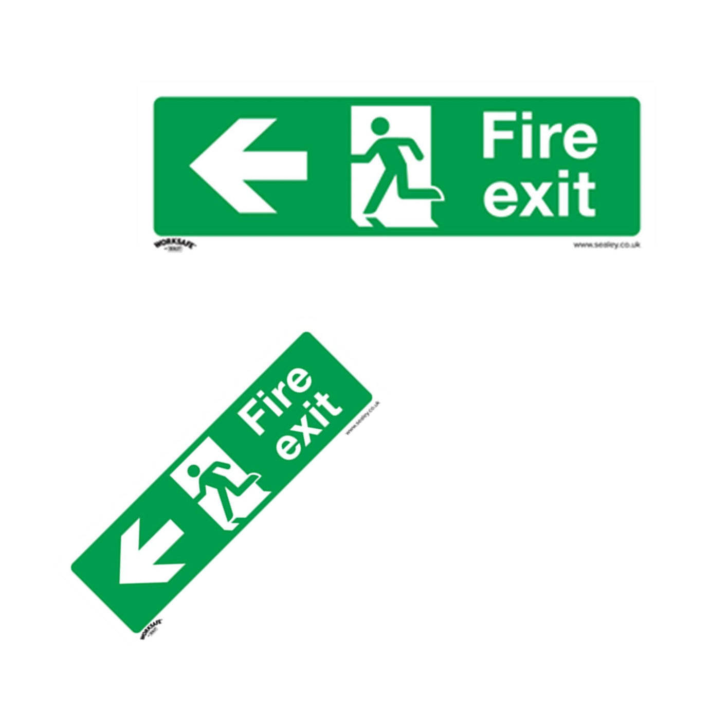 Safety Sign - Fire Exit (Left) - Rigid Plastic - Pack of 10. Sealey
