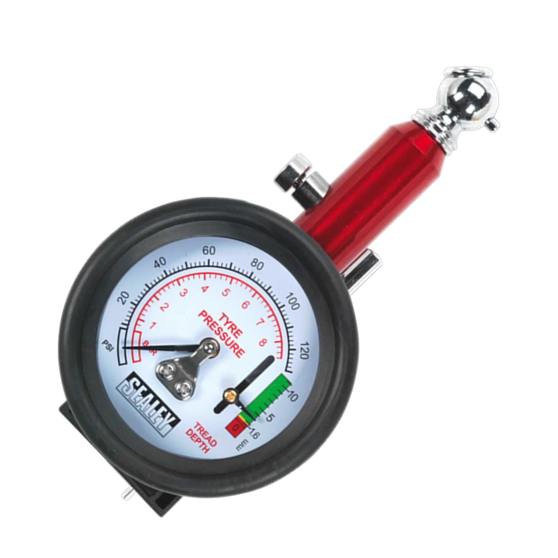 Sealey Tyre Pressure Gauge with Tread Depth Gauge 0-8bar(0-120psi)
