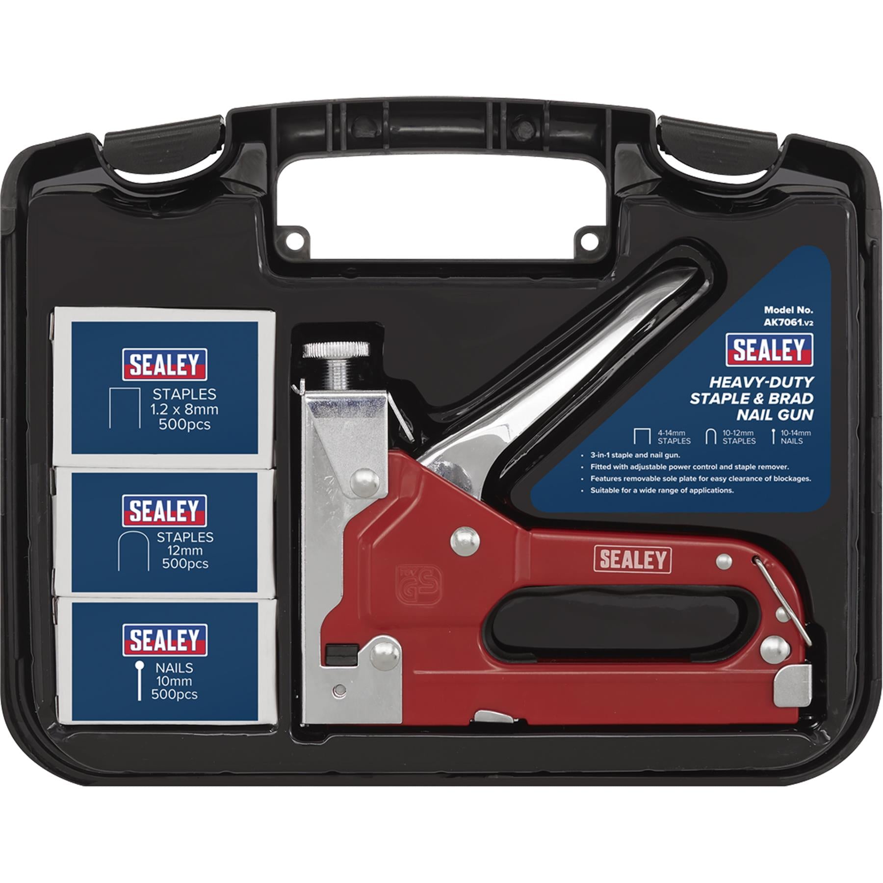 Sealey Staple & Brad Nail Gun Heavy-Duty 4-14mm
