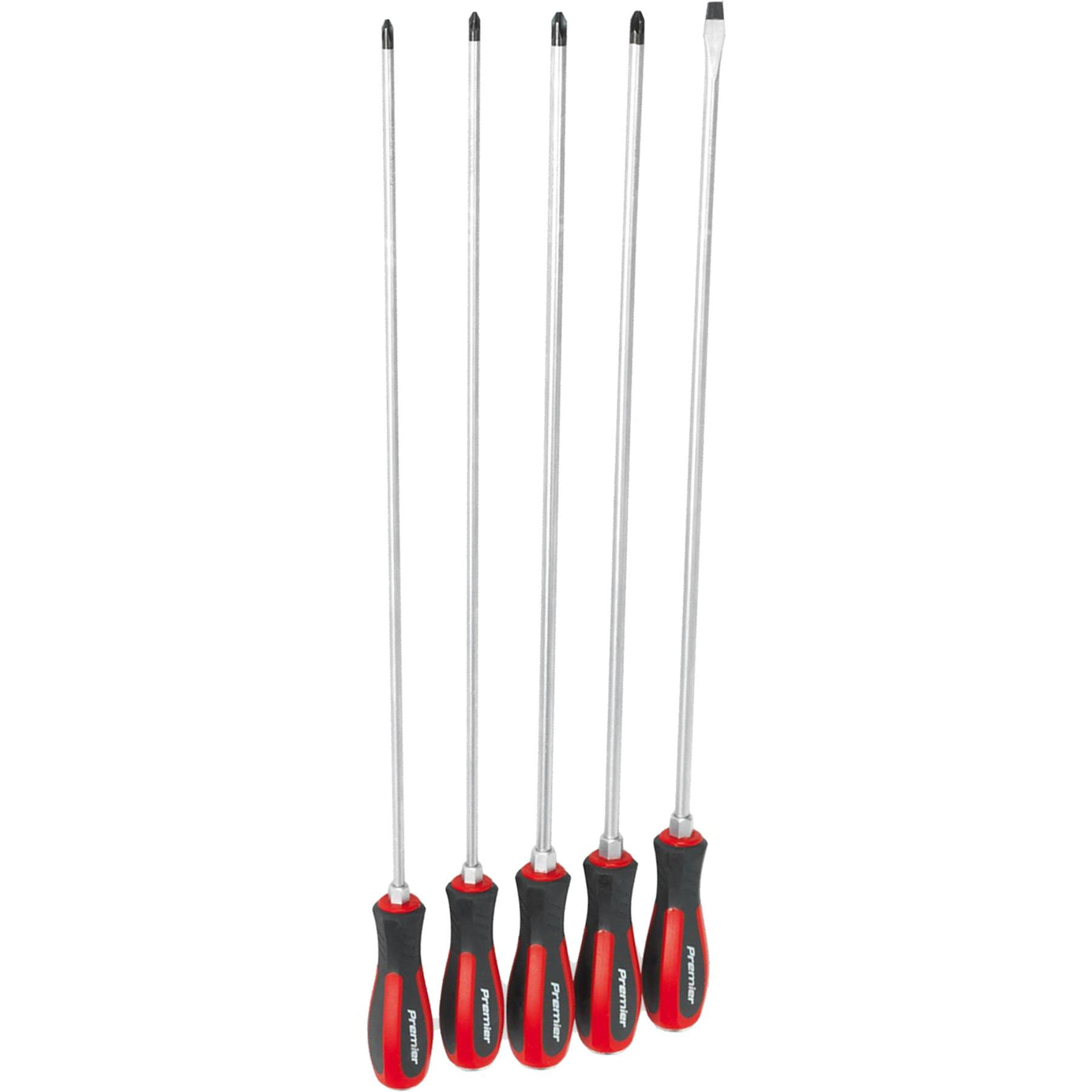 Sealey 5pc Screwdriver Set Hammer Thru Extra Long Slotted Phillips Pozi 450mm
