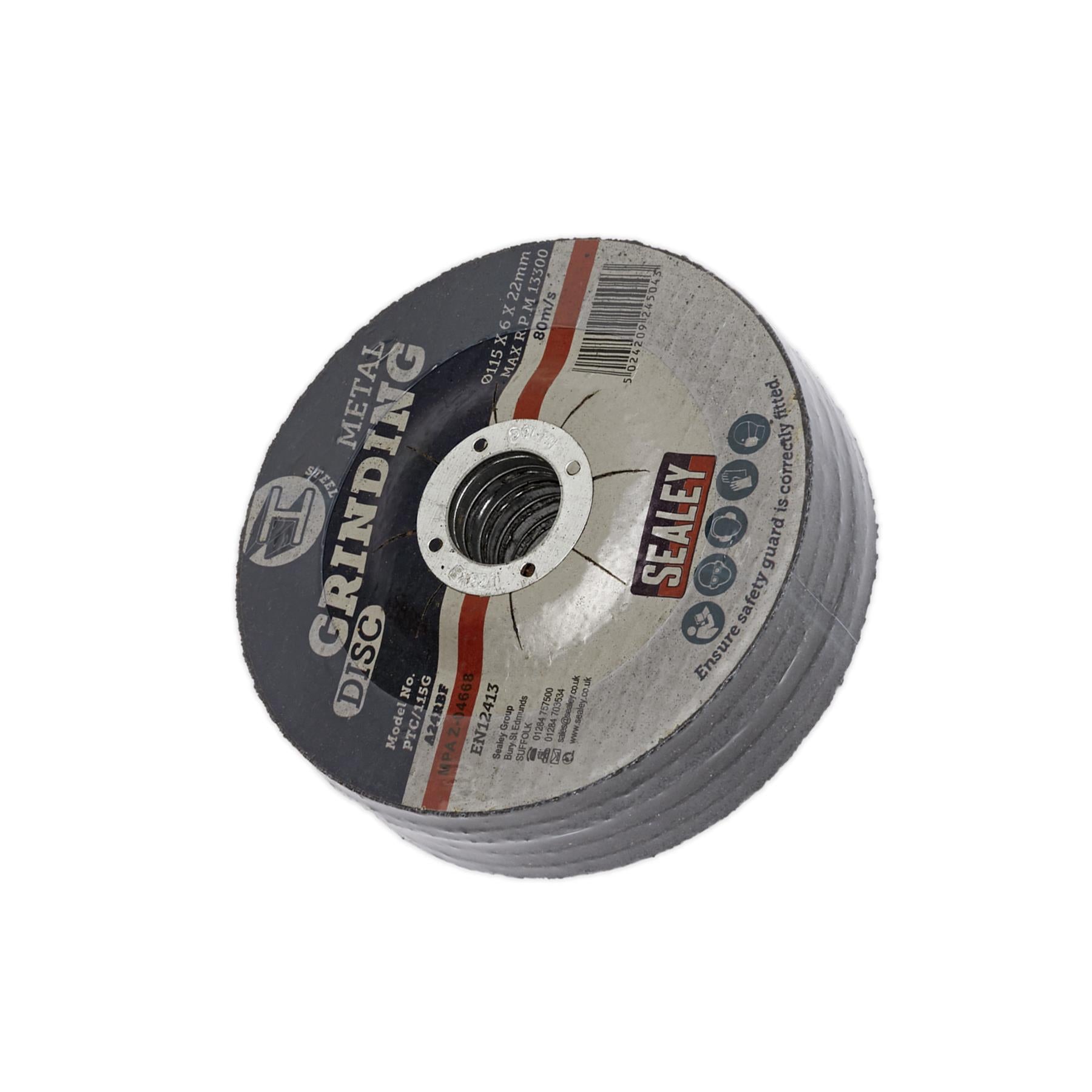 Sealey Grinding Disc 115 x 6mm 22mm Bore - Pack of 5