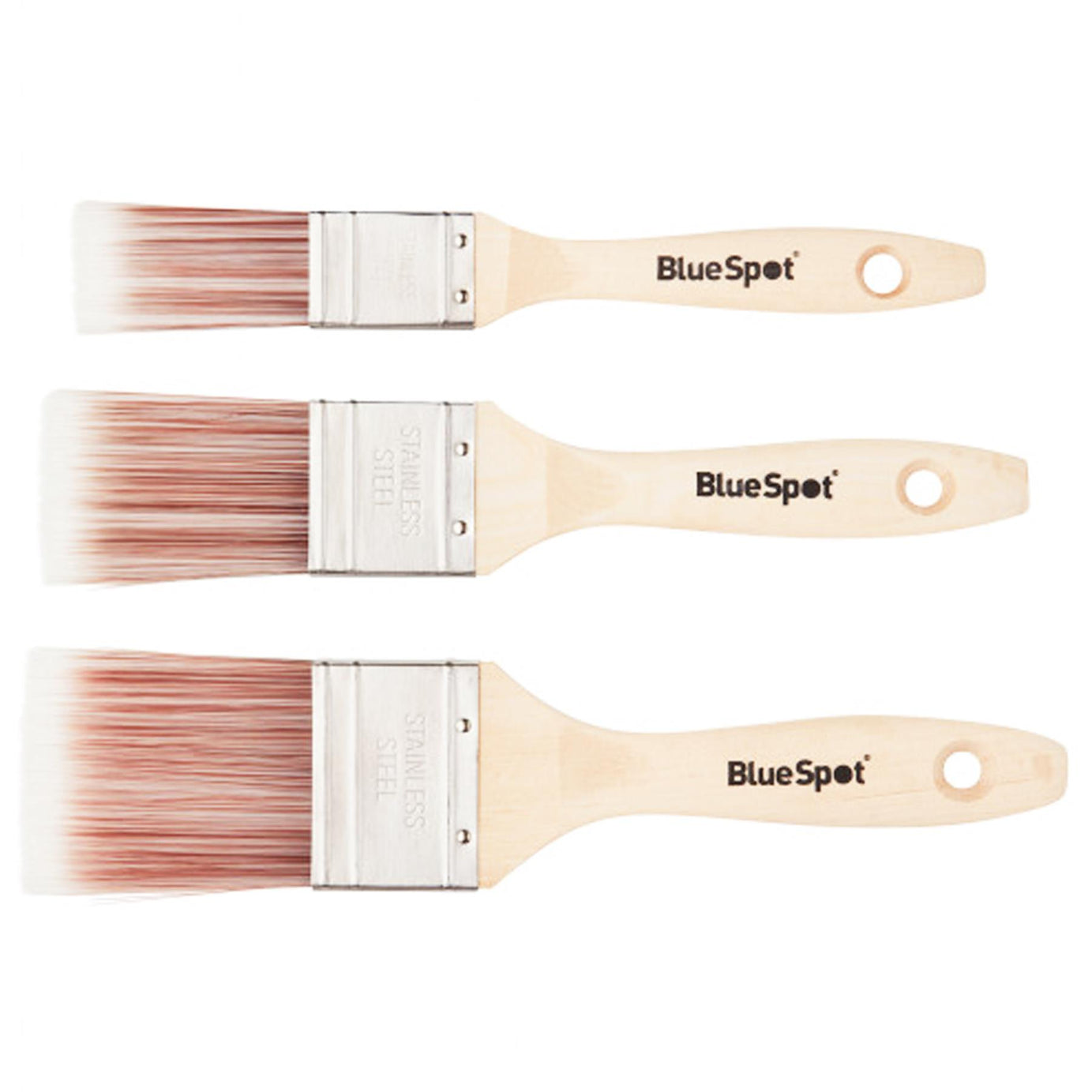 BlueSpot 3 PCE Synthetic Wooden Handle Paint Brushes Set 1", 1 ½" and 2"