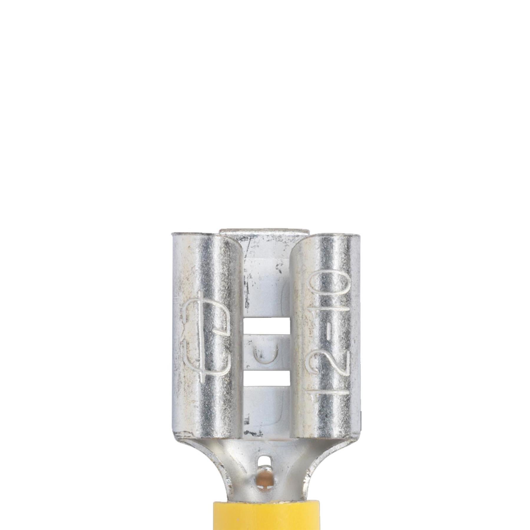 Push-On Terminal 9.5mm Female Yellow Pack of 100 Sealey