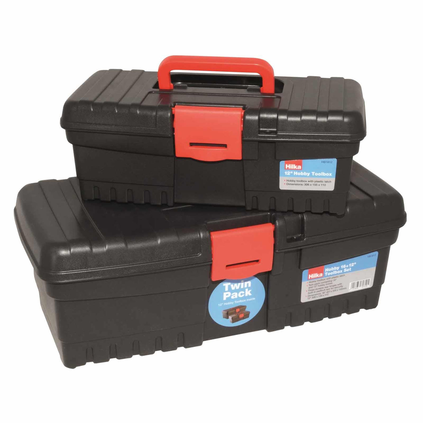 2pc Hobby Tool Box 16" + 12" Storage Carry Case Handle Latch Art Craft