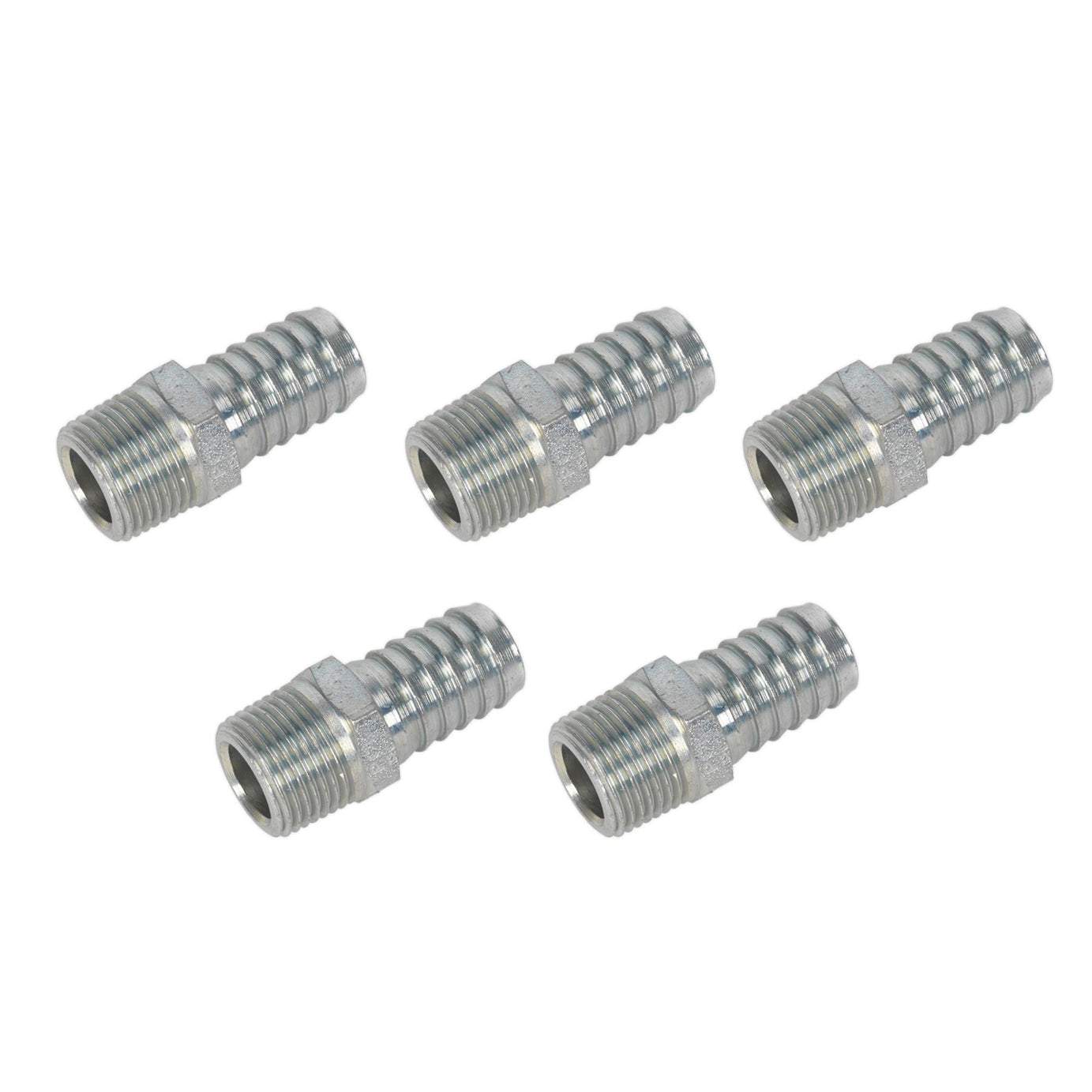 Sealey Screwed Tailpiece Male 3/8"BSPT - 1/2" Hose Pack of 5